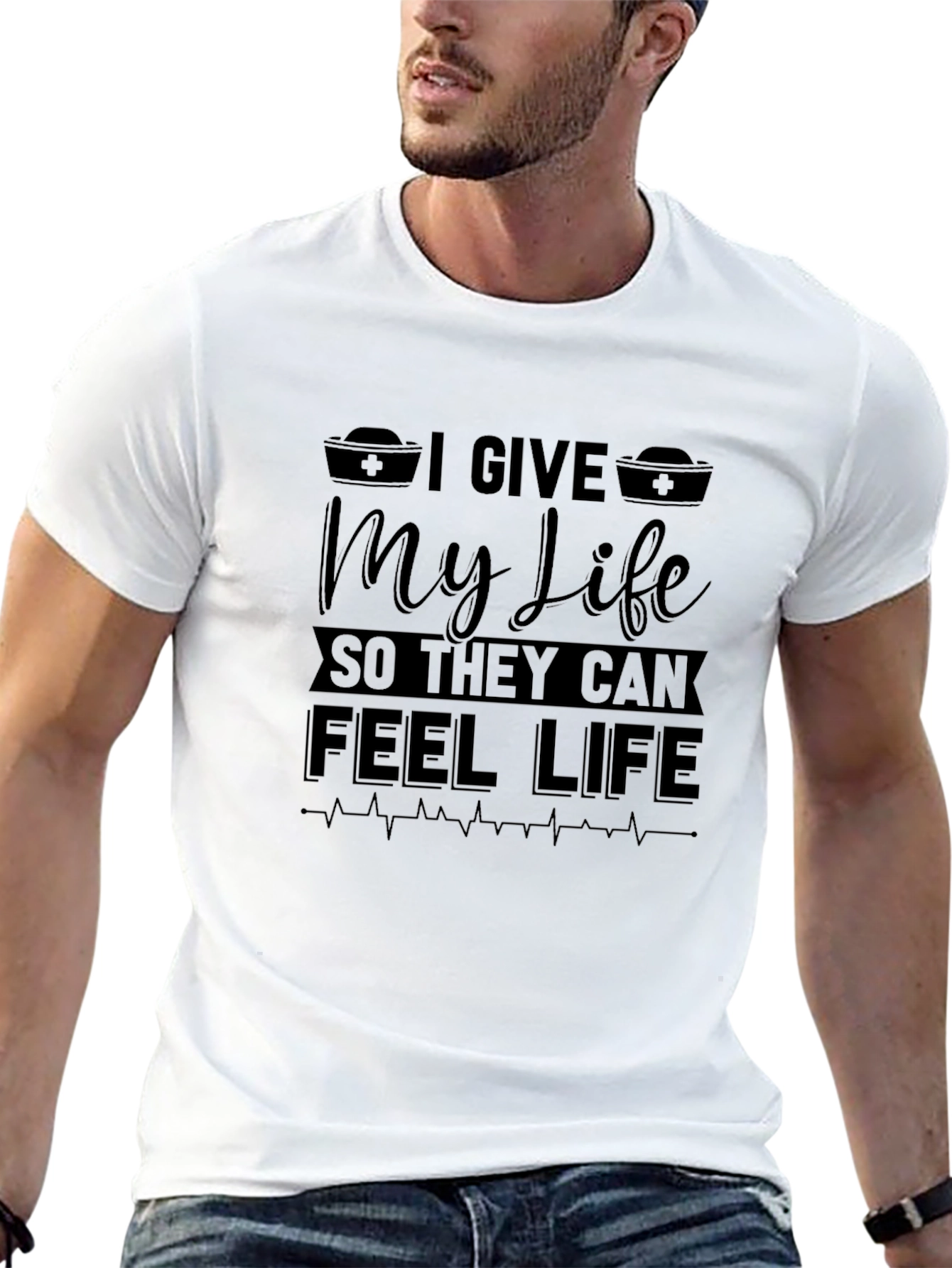 I Give My Life Nurse T-Shirt - Black Cotton