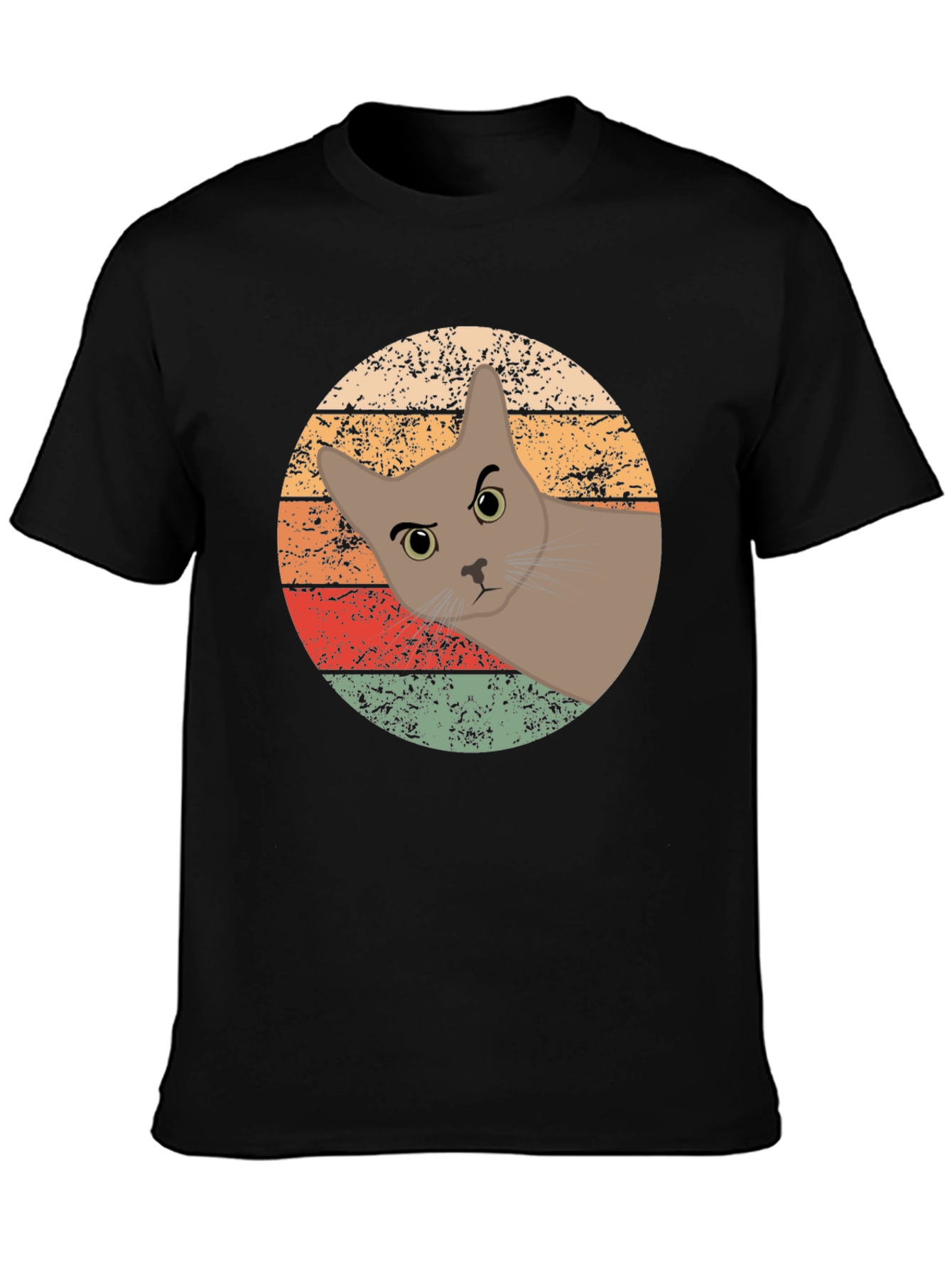 Retro Cat Graphic Tee - Unisex Black T-Shirt