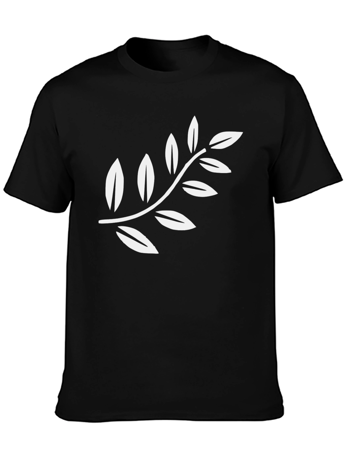 Olive Branch Graphic Tee - Black Cotton Casual Shirt