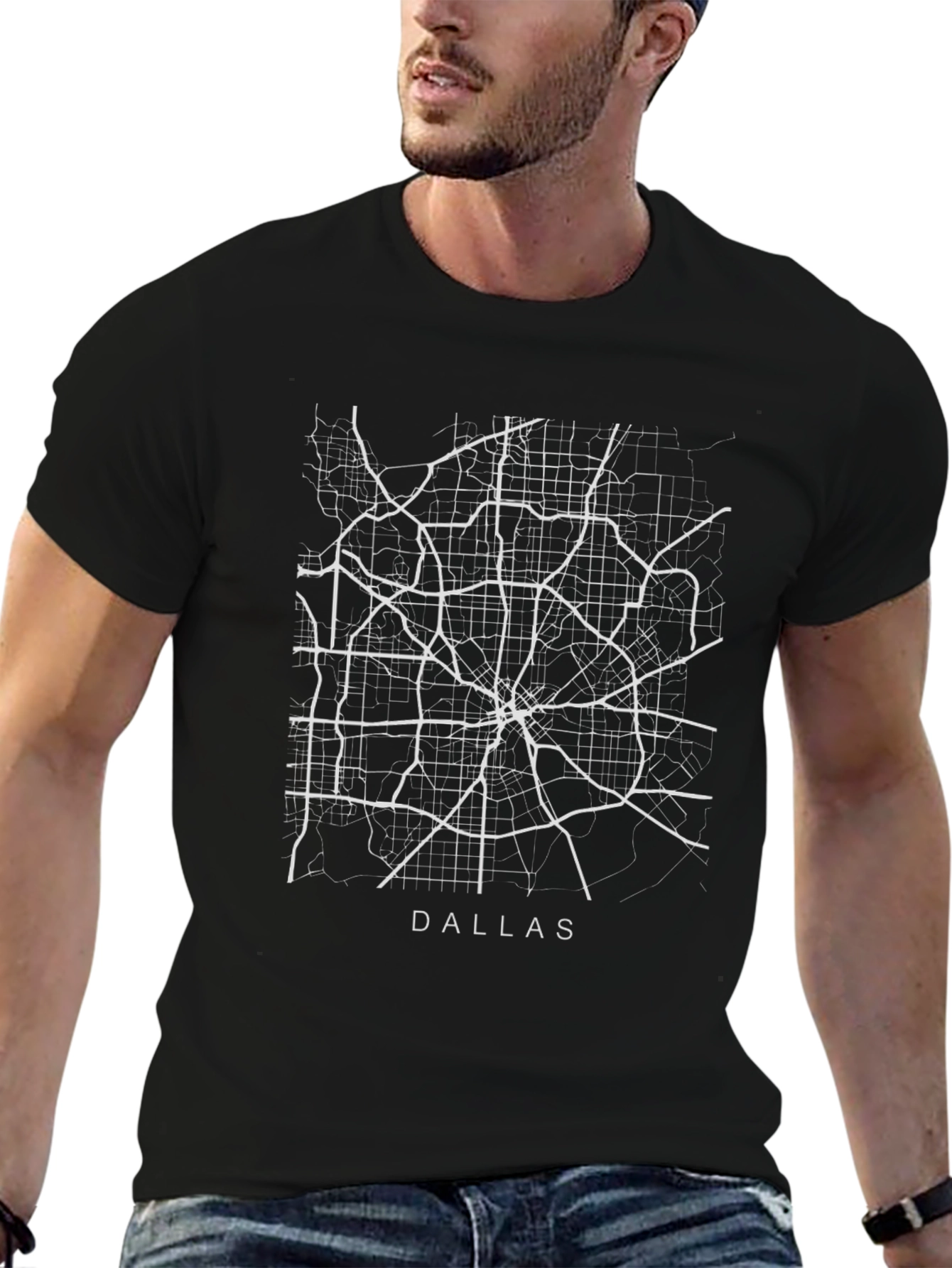 Dallas City Map Graphic T-Shirt