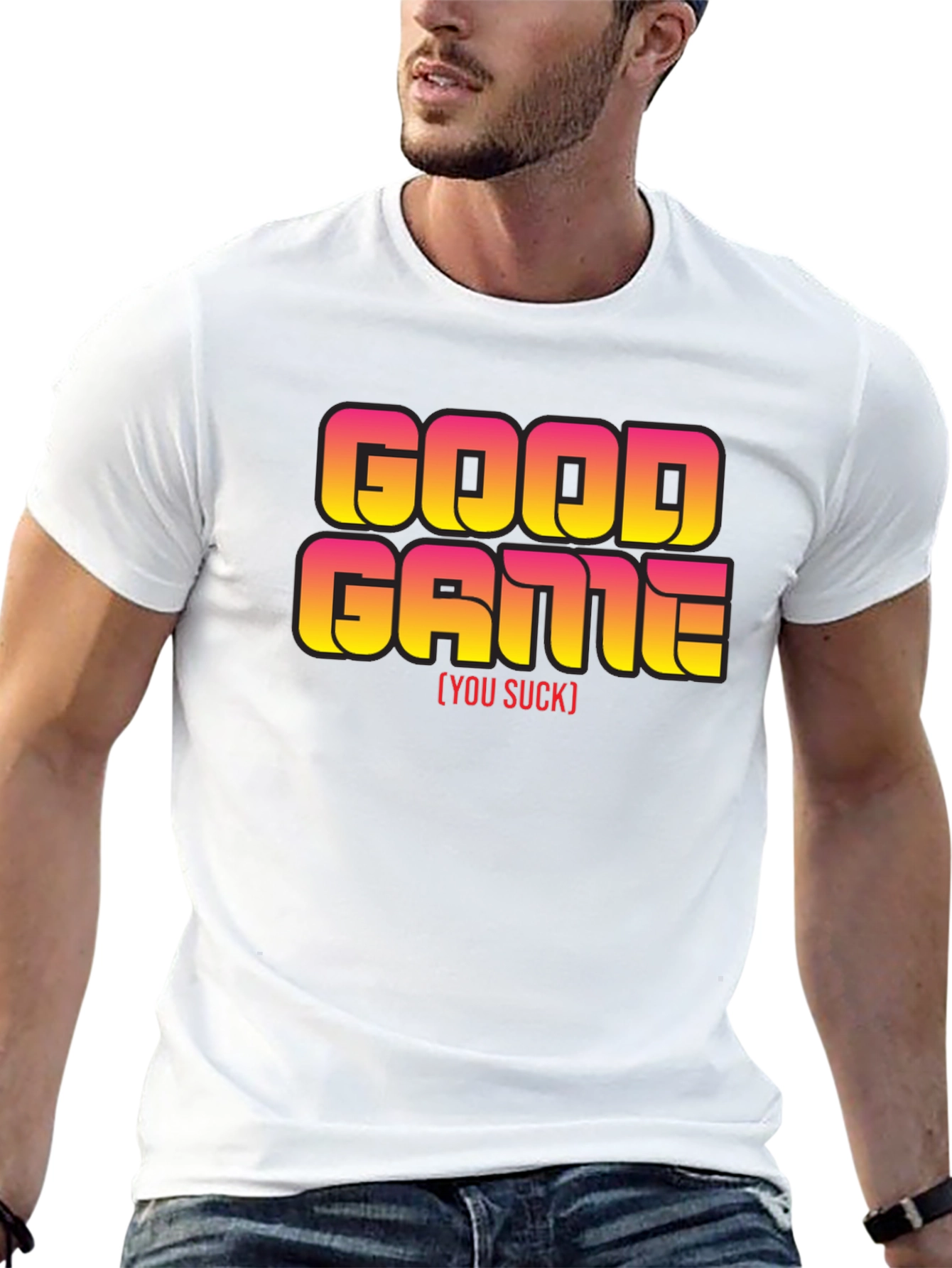 Good Game [You Suck] Slogan Black T-Shirt