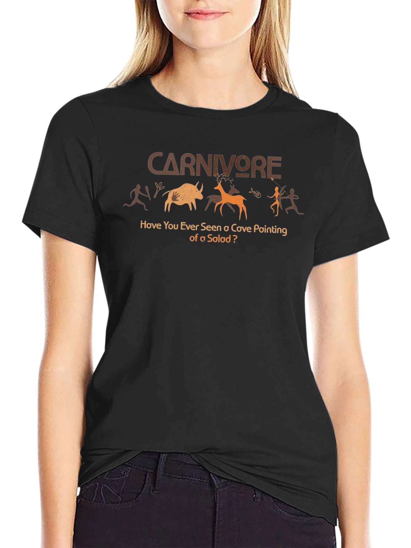 Carnivore Cave Painting Humor Graphic T-Shirt