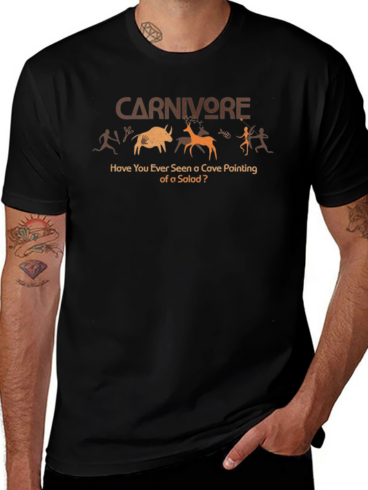 Carnivore Cave Painting Humor Graphic T-Shirt