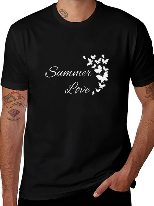 Summer Love Butterfly Graphic Black T-Shirt