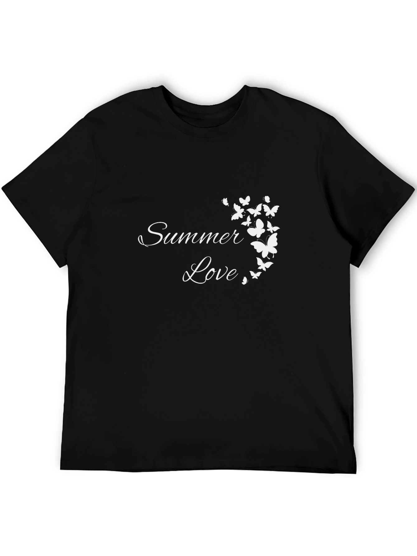 Summer Love Butterfly Graphic Black T-Shirt