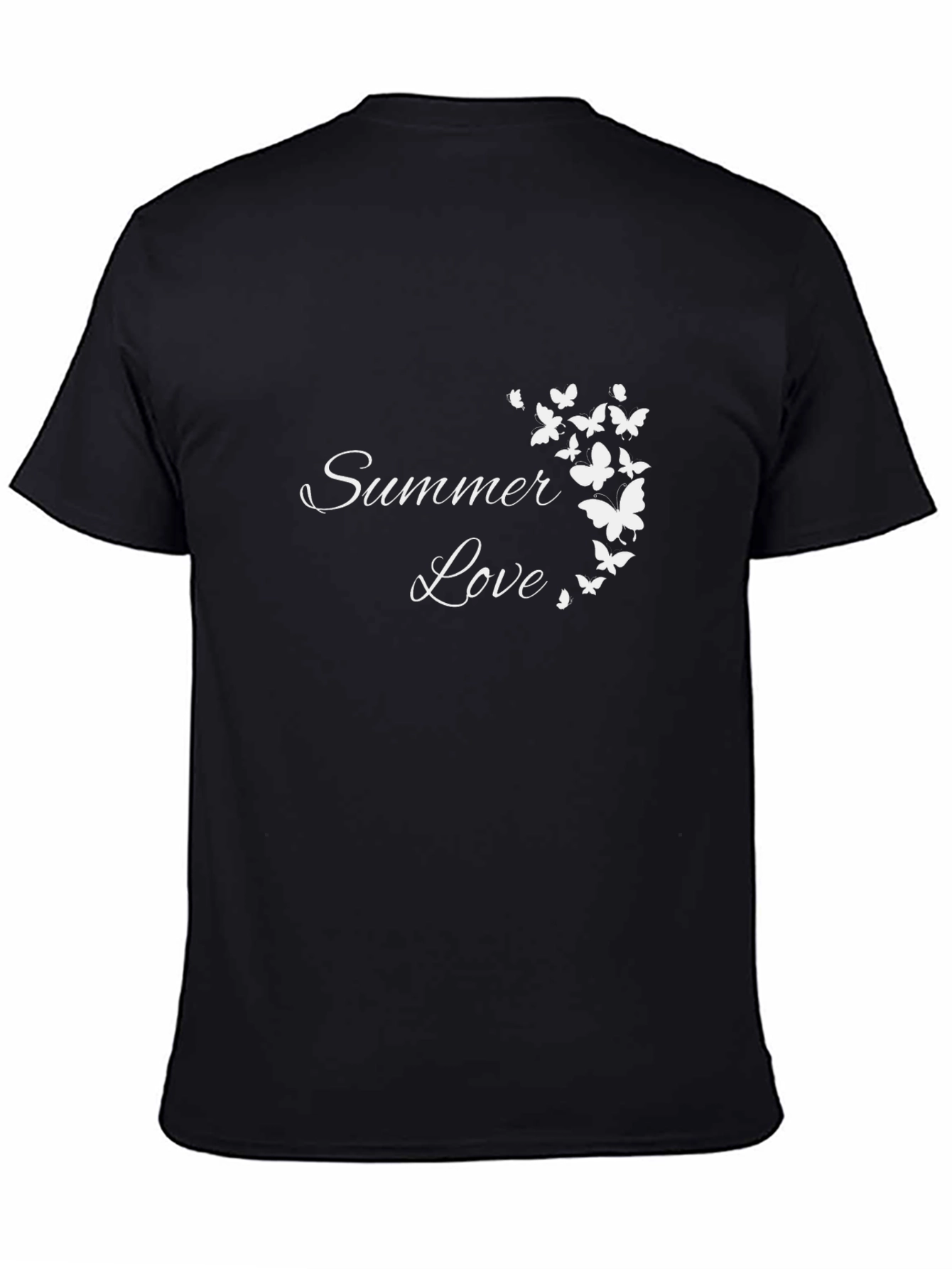 Summer Love Butterfly Graphic Black T-Shirt