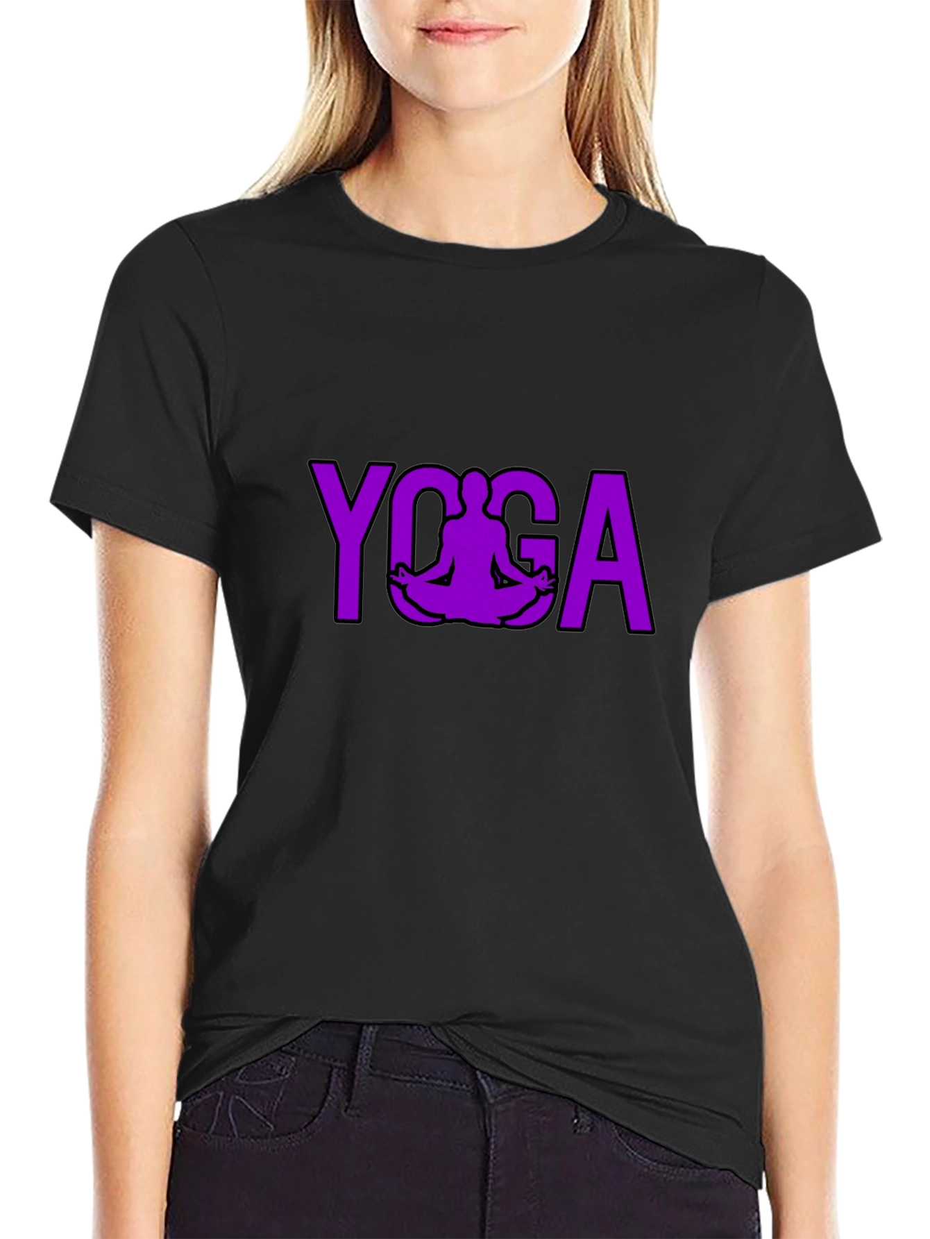 Yoga Pose Graphic T-Shirt - Black Cotton Tee