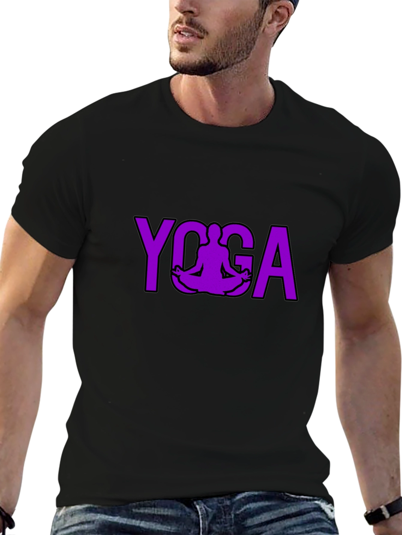 Yoga Pose Graphic T-Shirt - Black Cotton Tee