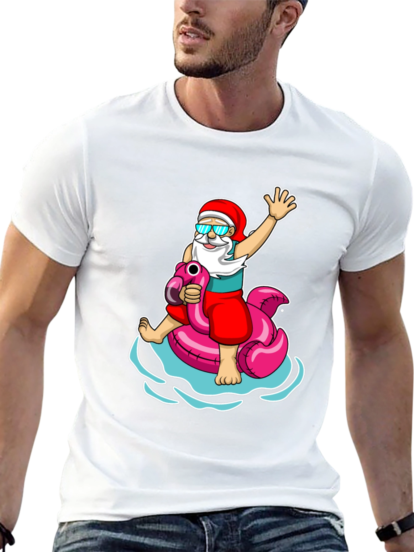 Summer Santa Flamingo T-Shirt