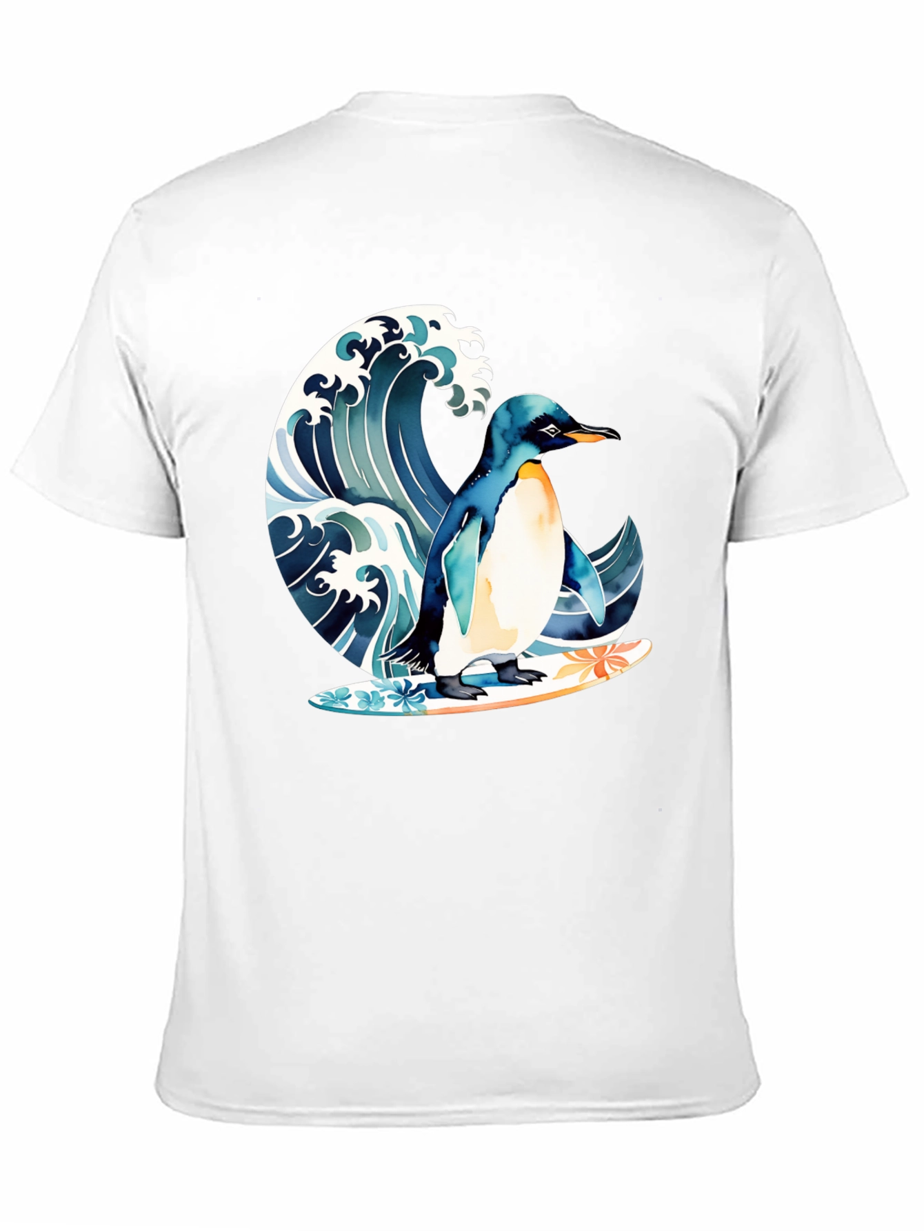 Penguin Surfing Wave Graphic T-Shirt