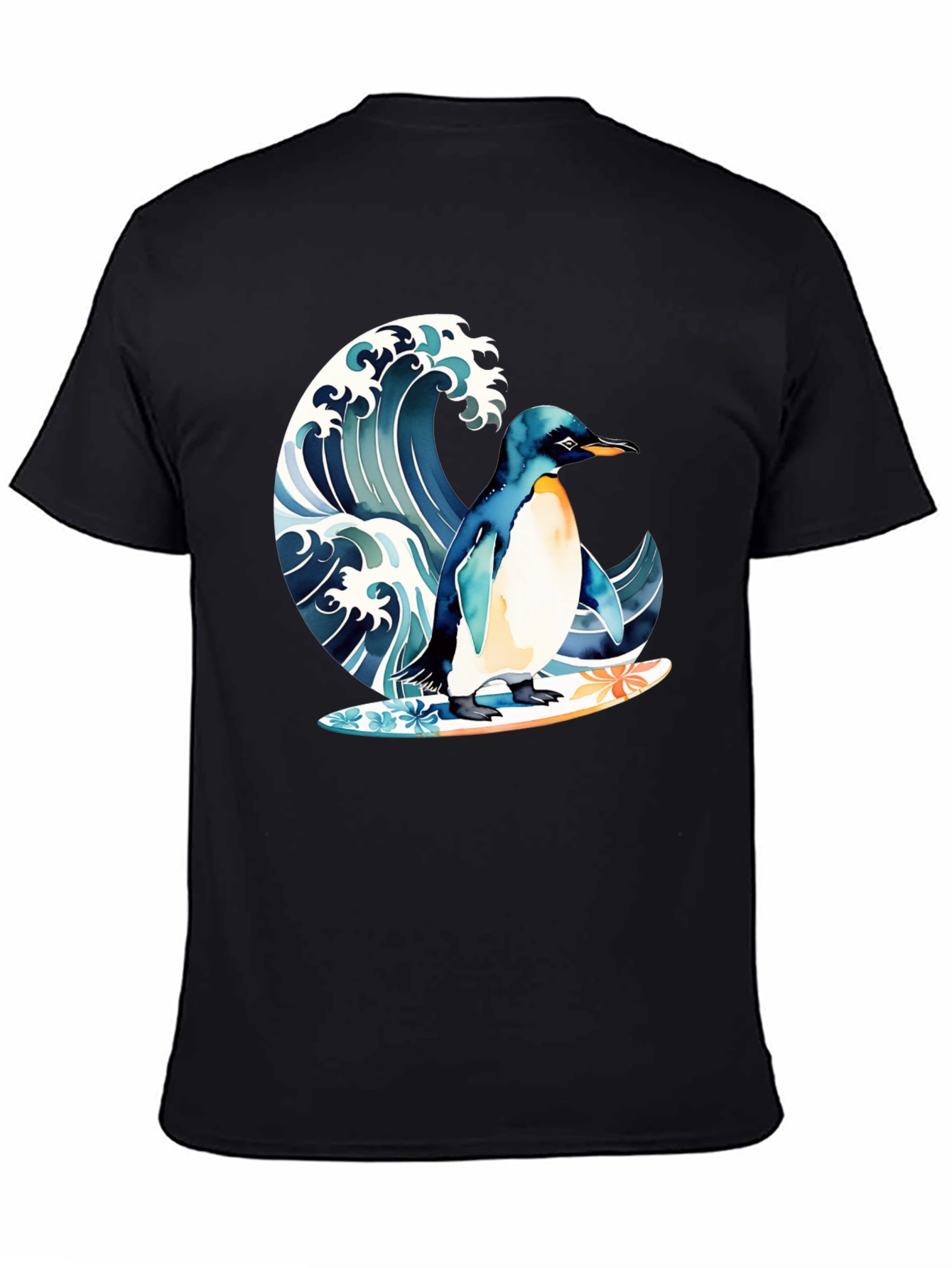 Penguin Surfing Wave Graphic T-Shirt