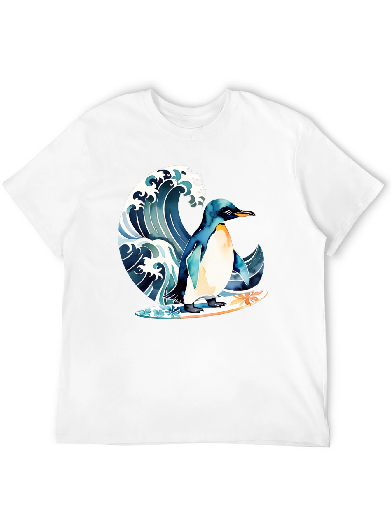 Penguin Surfing Wave Graphic T-Shirt