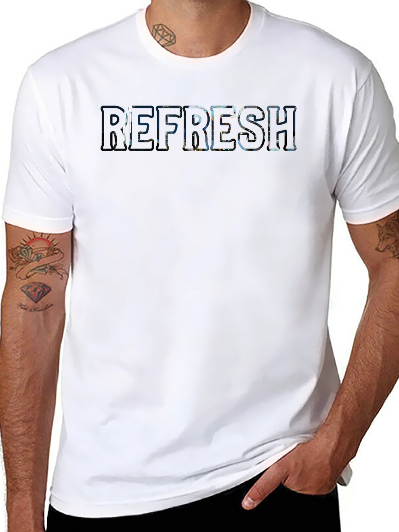 Refresh Graphic Print Black T-Shirt