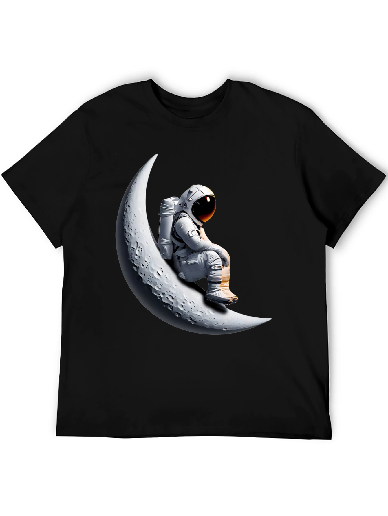 Astronaut on Moon Graphic T-Shirt - Black