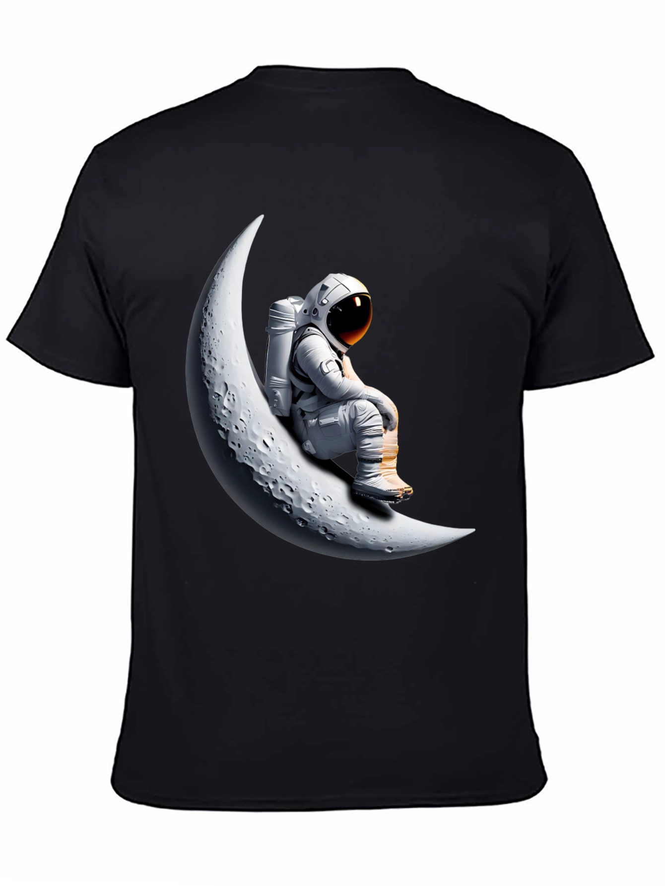 Astronaut on Moon Graphic T-Shirt - Black
