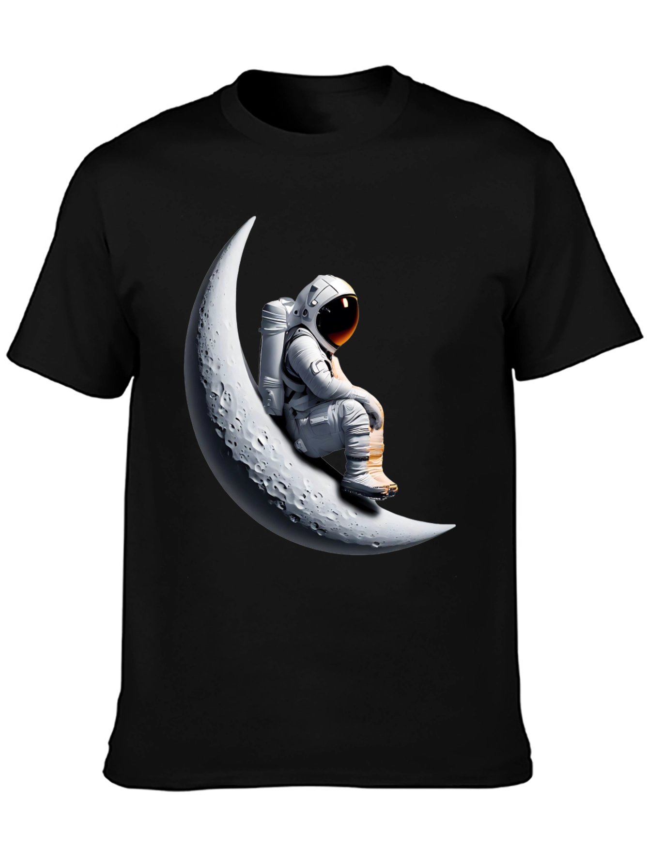 Astronaut on Moon Graphic T-Shirt - Black