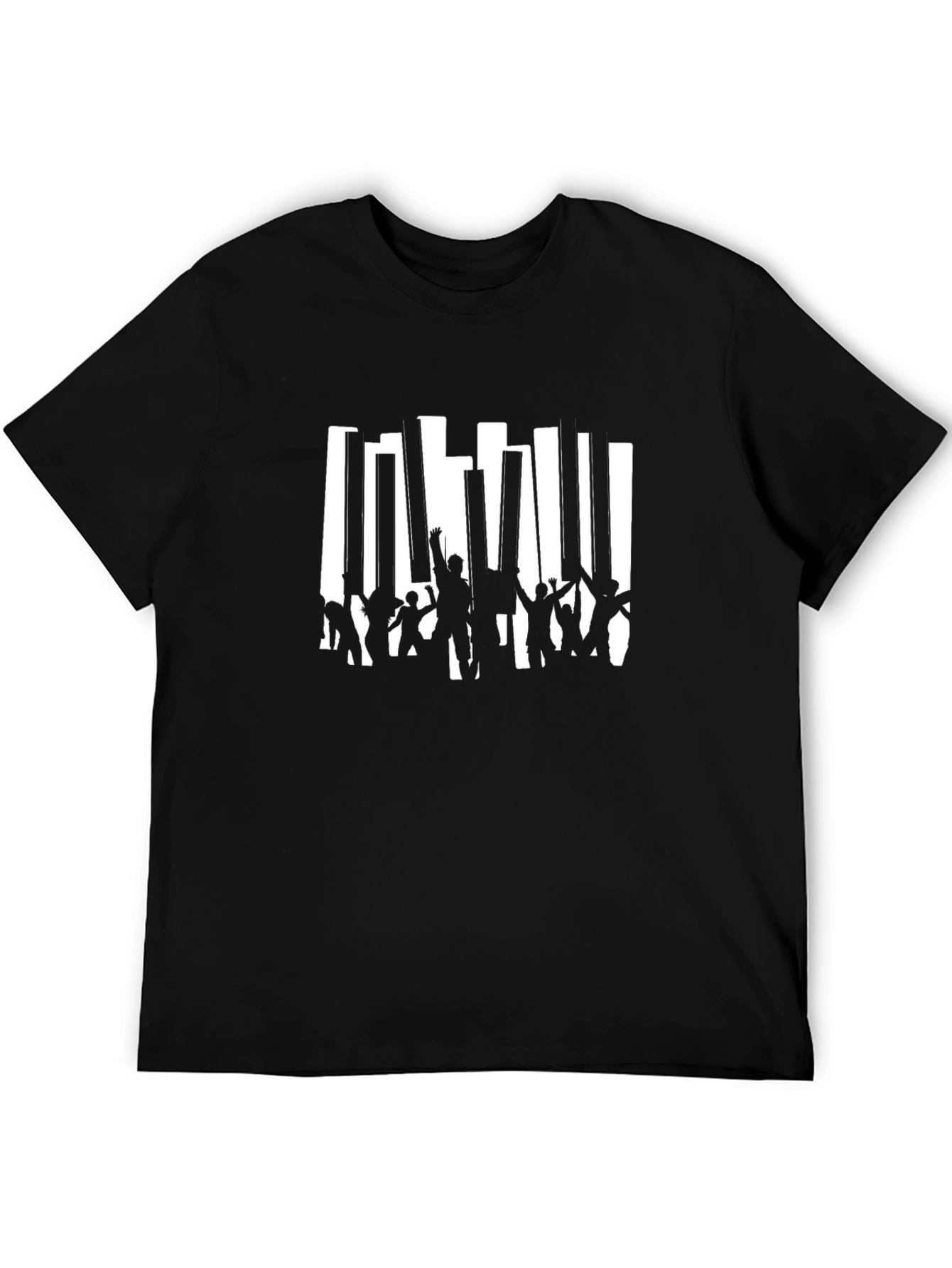 Black Graphic Tee - Crowd Silhouette