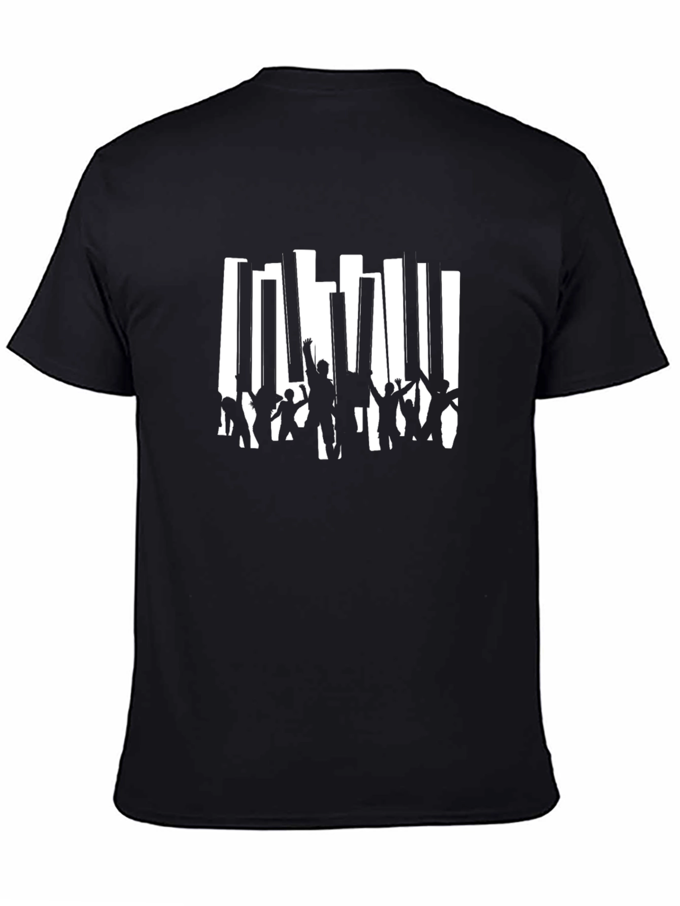 Black Graphic Tee - Crowd Silhouette