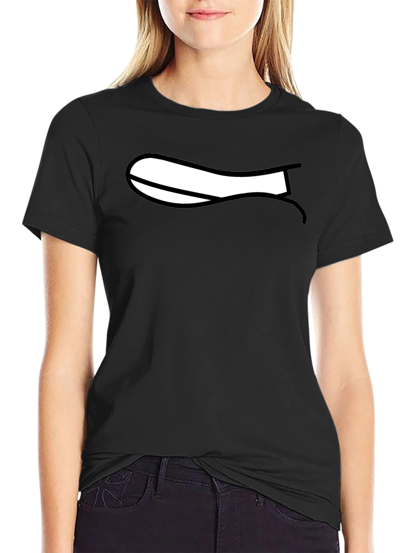Cartoon Mouth Graphic Black T-Shirt