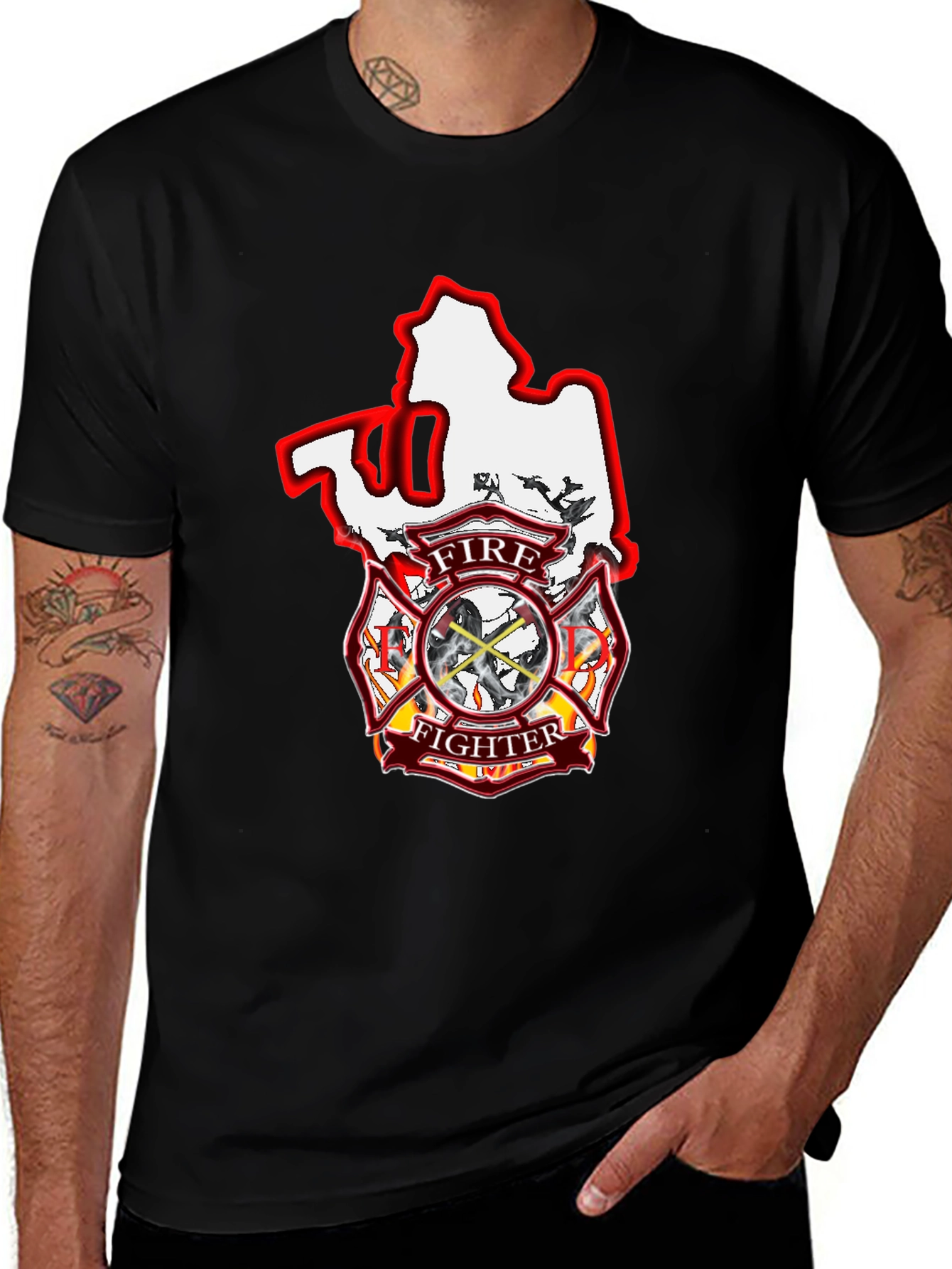 Firefighter Maltese Cross Graphic T-Shirt