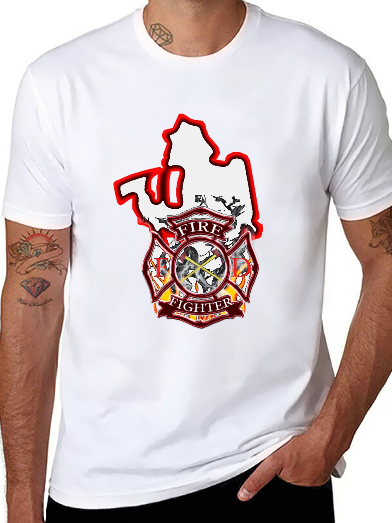 Firefighter Maltese Cross Graphic T-Shirt
