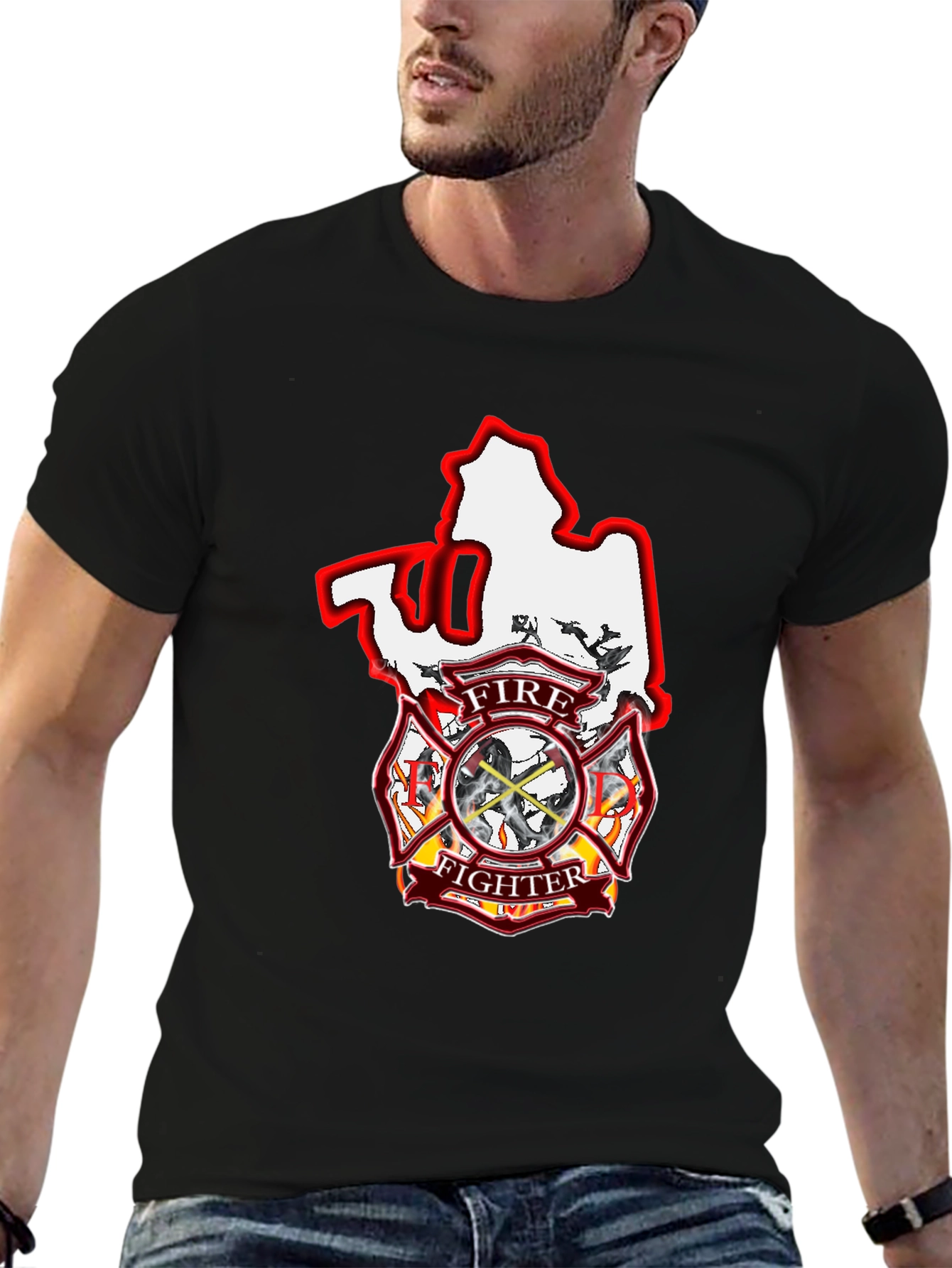 Firefighter Maltese Cross Graphic T-Shirt