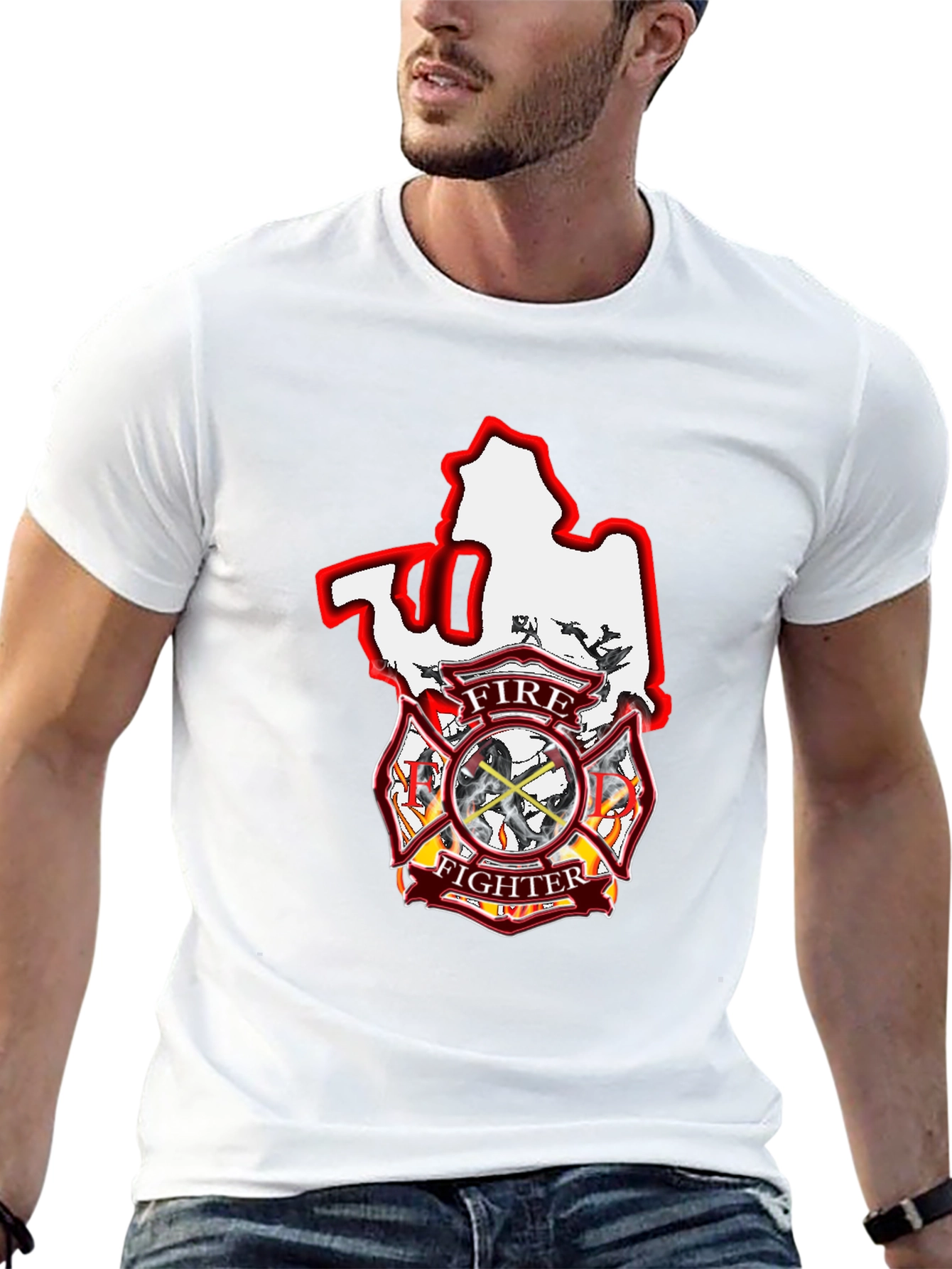 Firefighter Maltese Cross Graphic T-Shirt