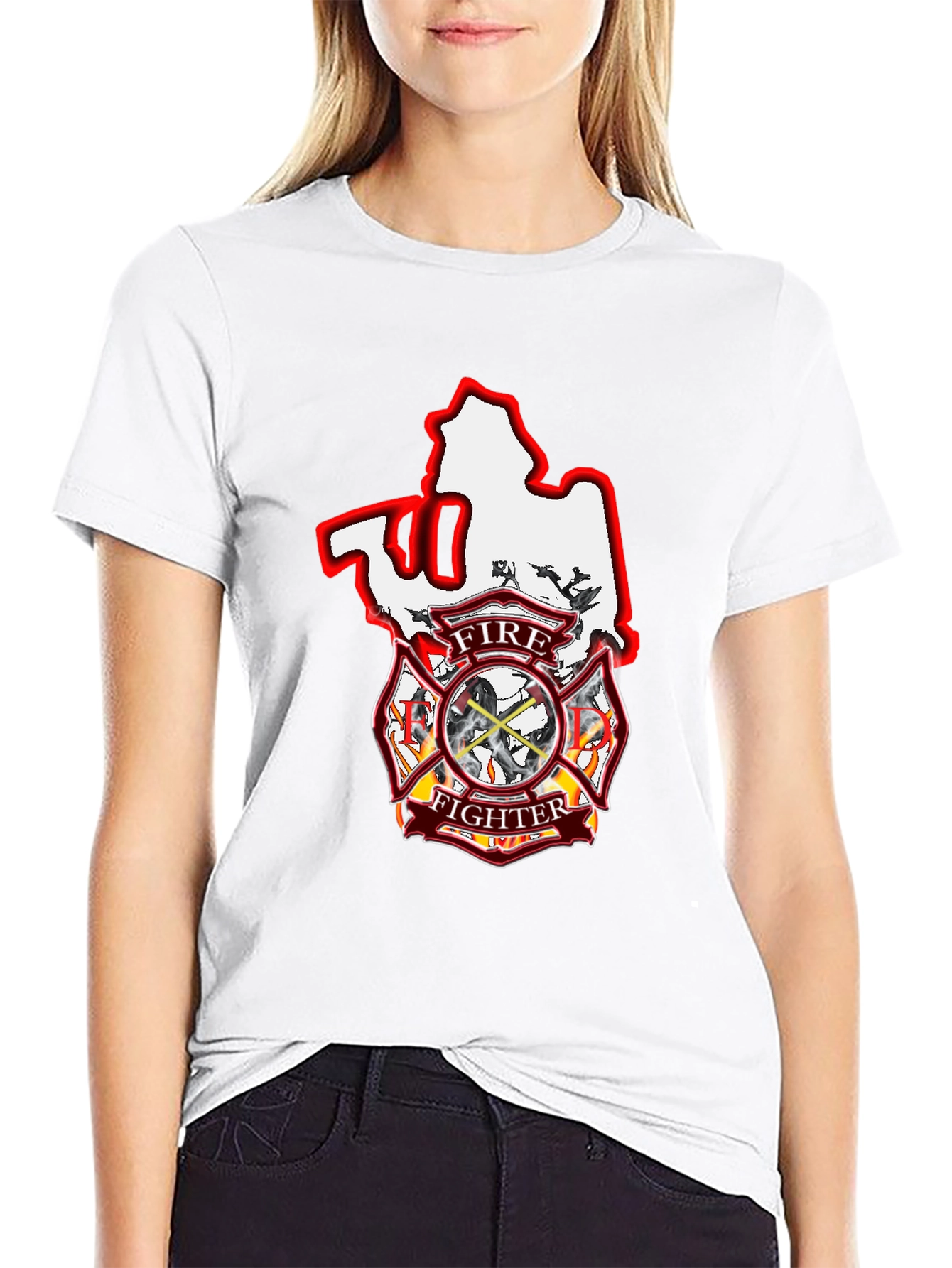 Firefighter Maltese Cross Graphic T-Shirt