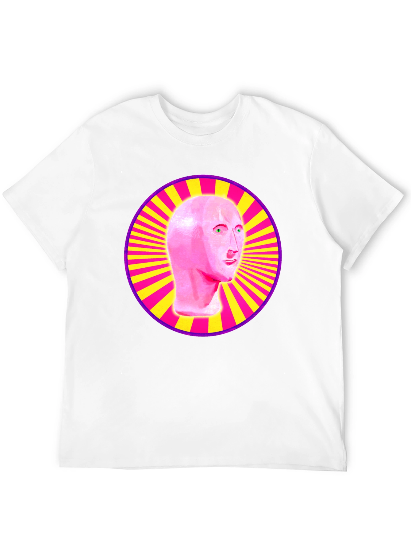 Meme Man Head in Circle Graphic Tee - Black