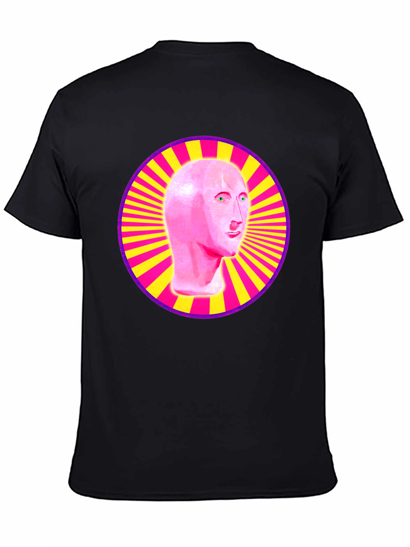 Meme Man Head in Circle Graphic Tee - Black