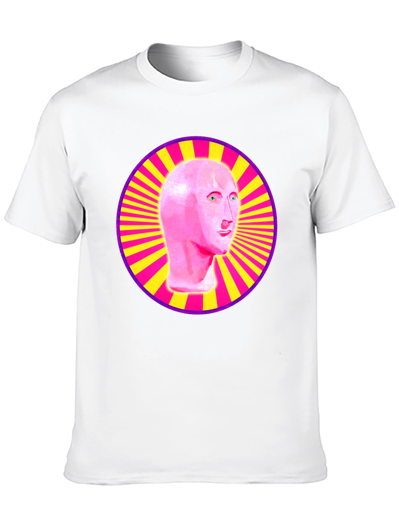 Meme Man Head in Circle Graphic Tee - Black