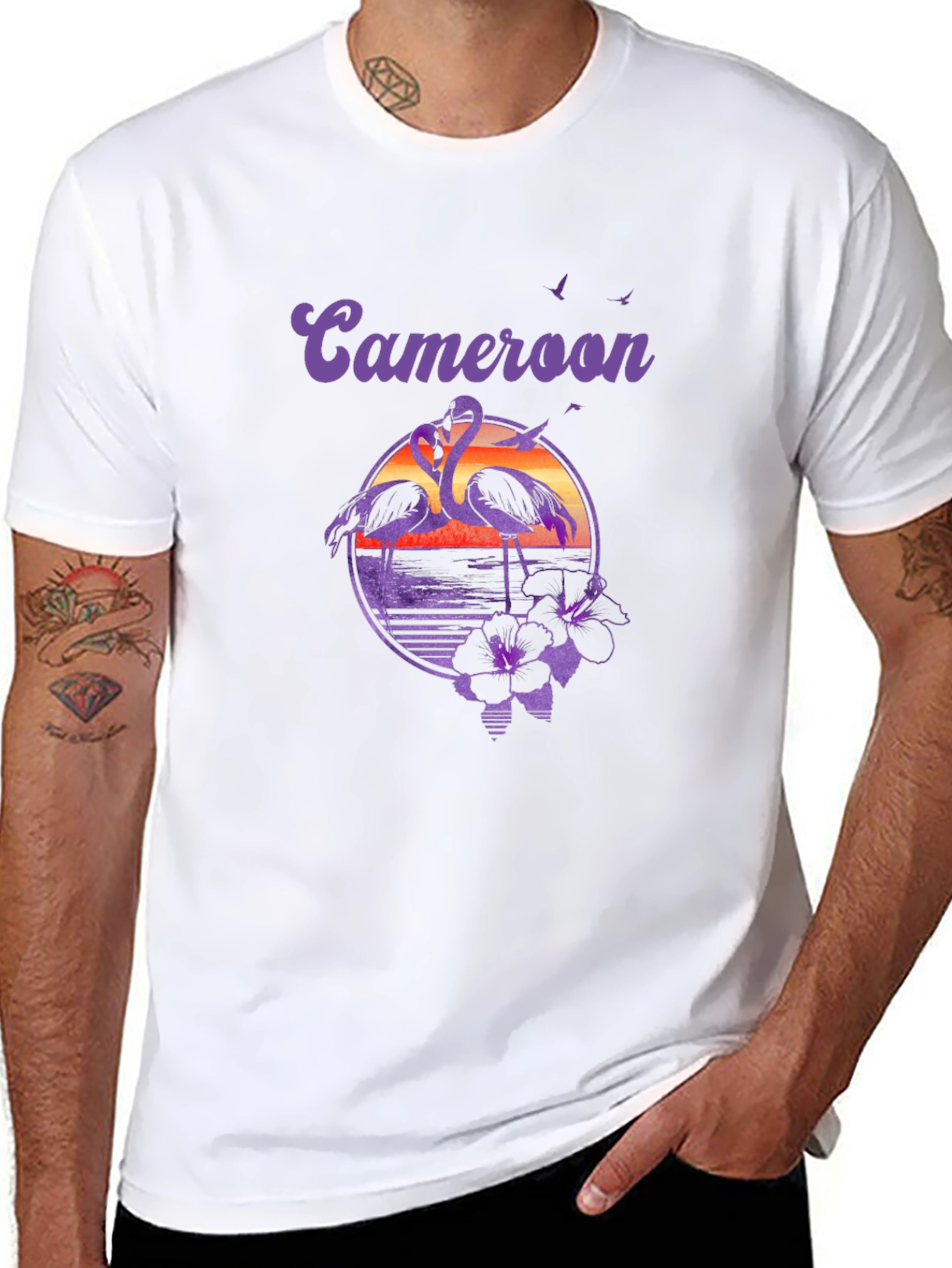 Cameroon Flamingo Sunset Graphic T-Shirt