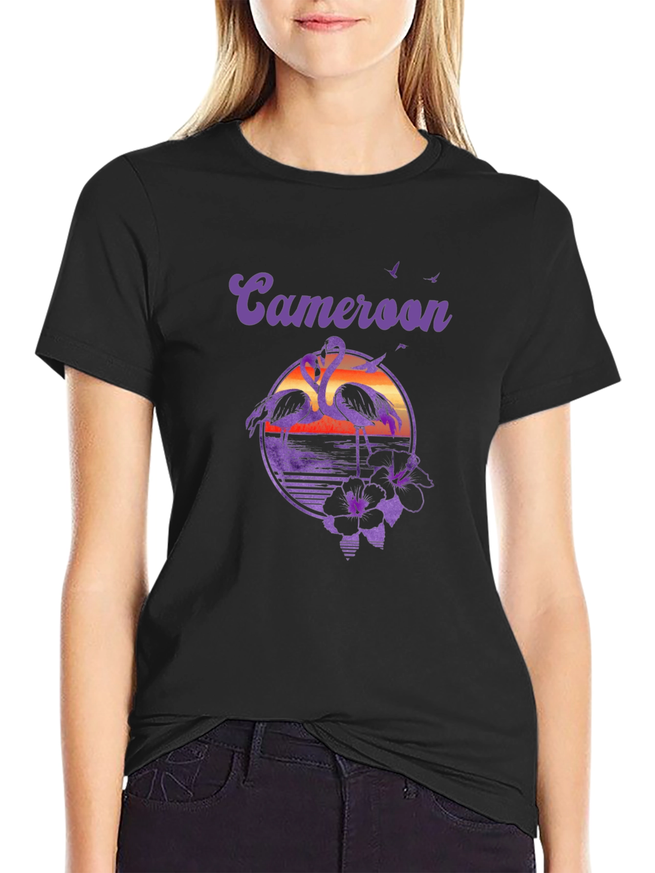 Cameroon Flamingo Sunset Graphic T-Shirt