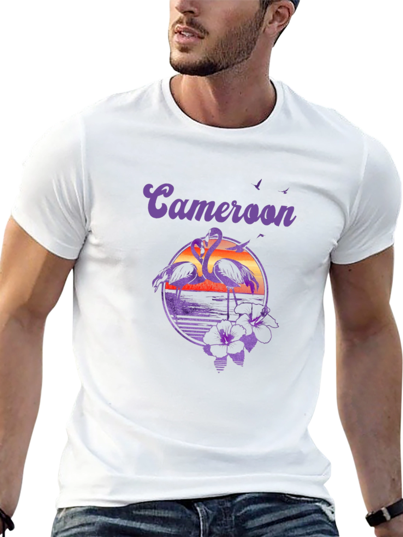 Cameroon Flamingo Sunset Graphic T-Shirt