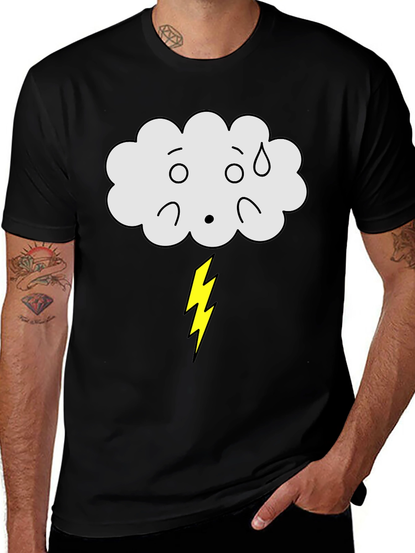 Funny Weather Cloud Lightning Bolt Graphic T-Shirt