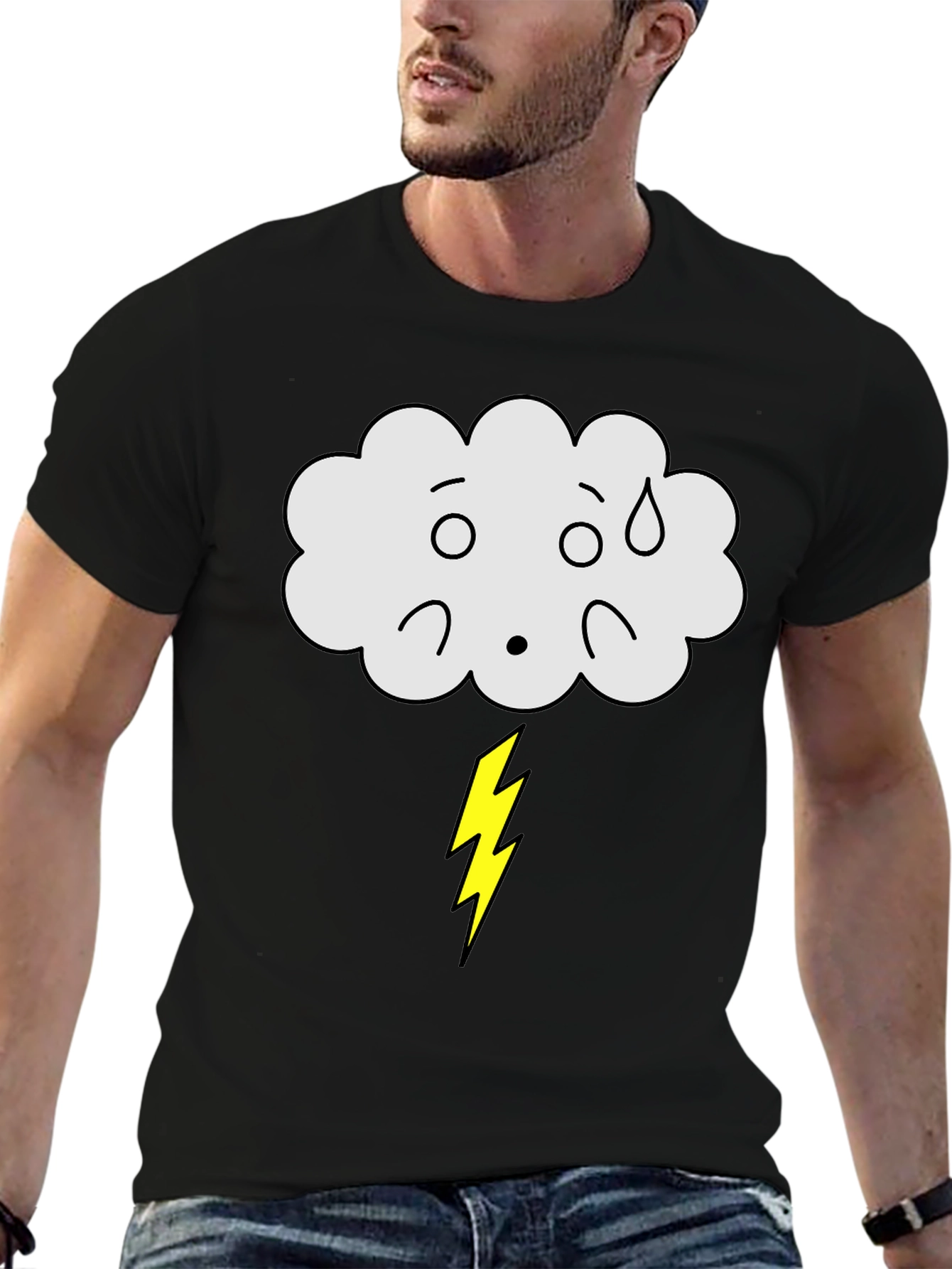 Funny Weather Cloud Lightning Bolt Graphic T-Shirt