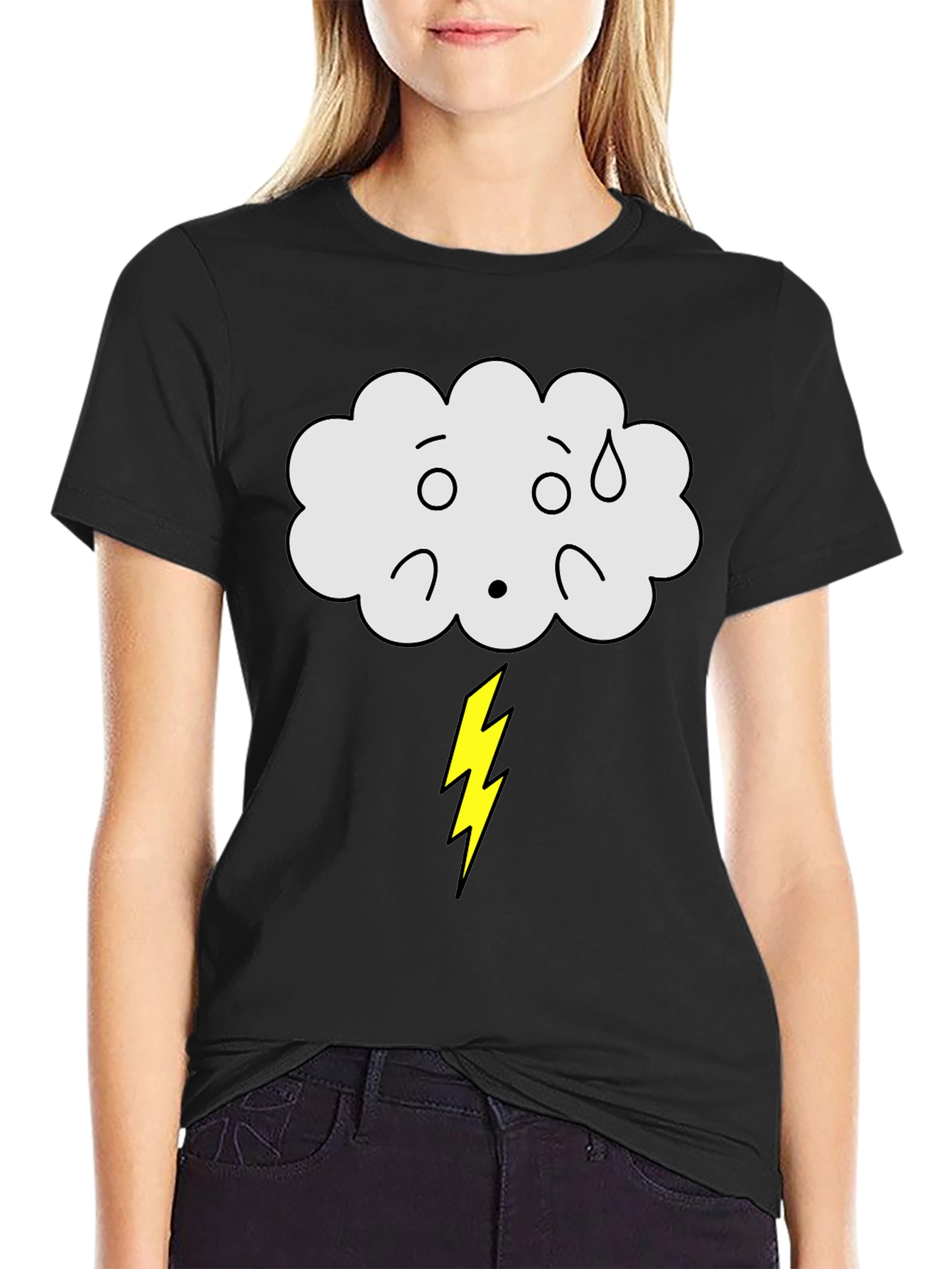 Funny Weather Cloud Lightning Bolt Graphic T-Shirt