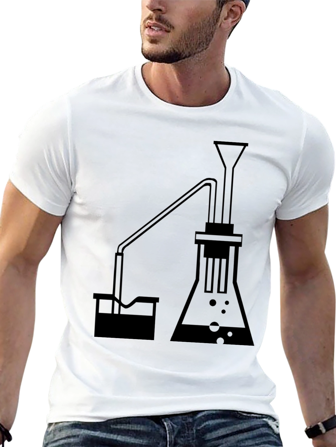 Science Beaker Graphic Tee - Black Cotton T-Shirt