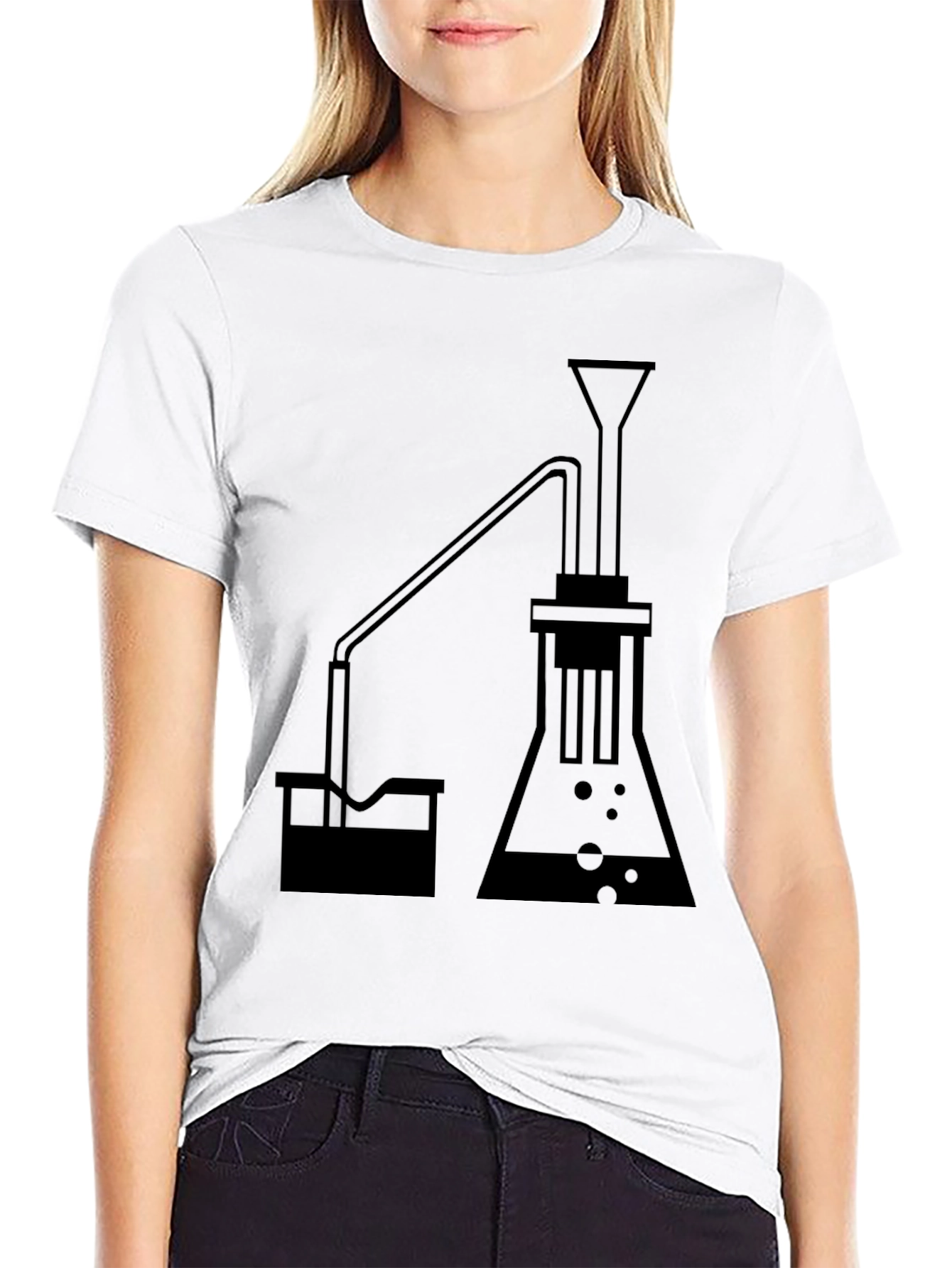 Science Beaker Graphic Tee - Black Cotton T-Shirt