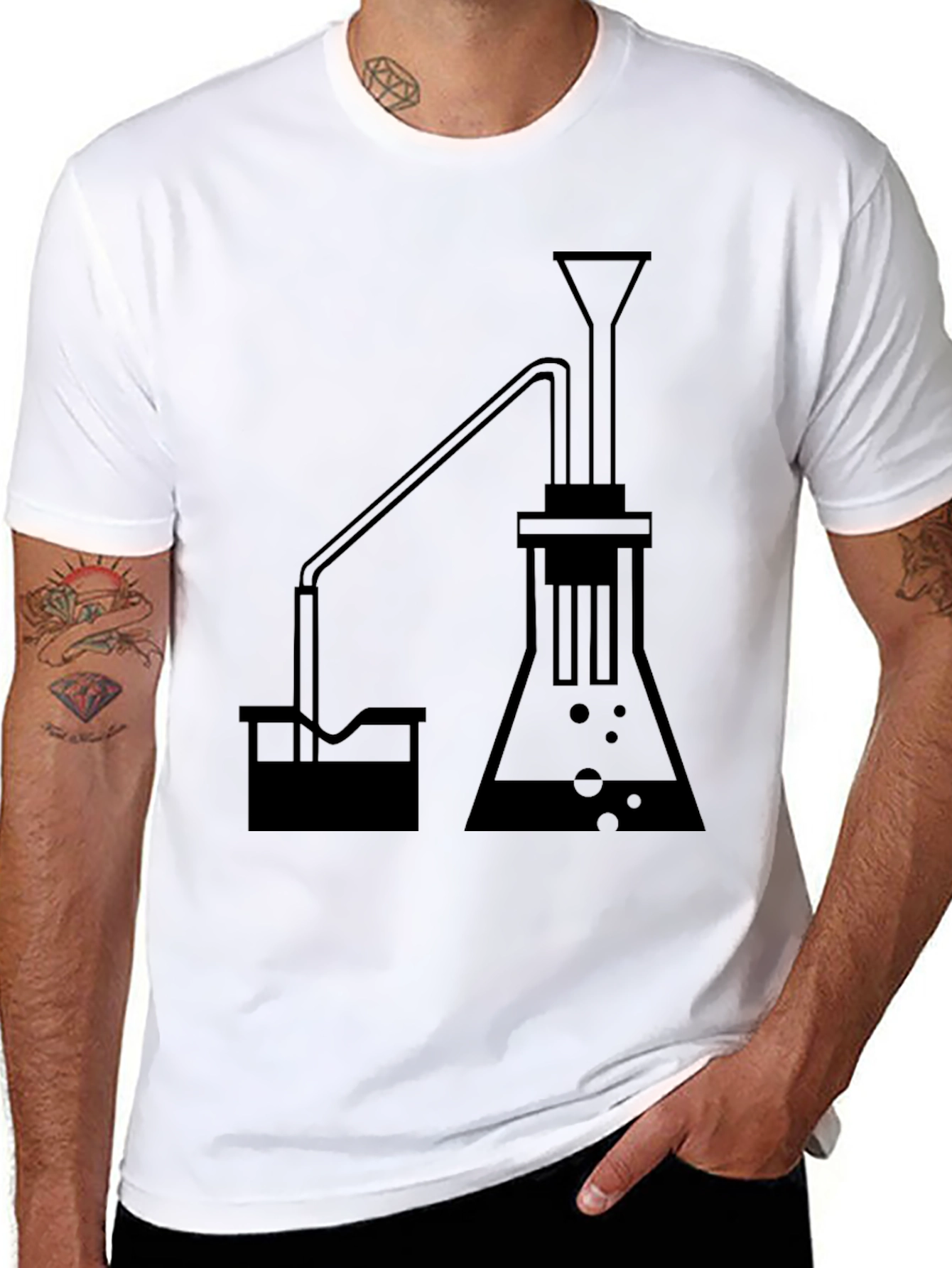 Science Beaker Graphic Tee - Black Cotton T-Shirt