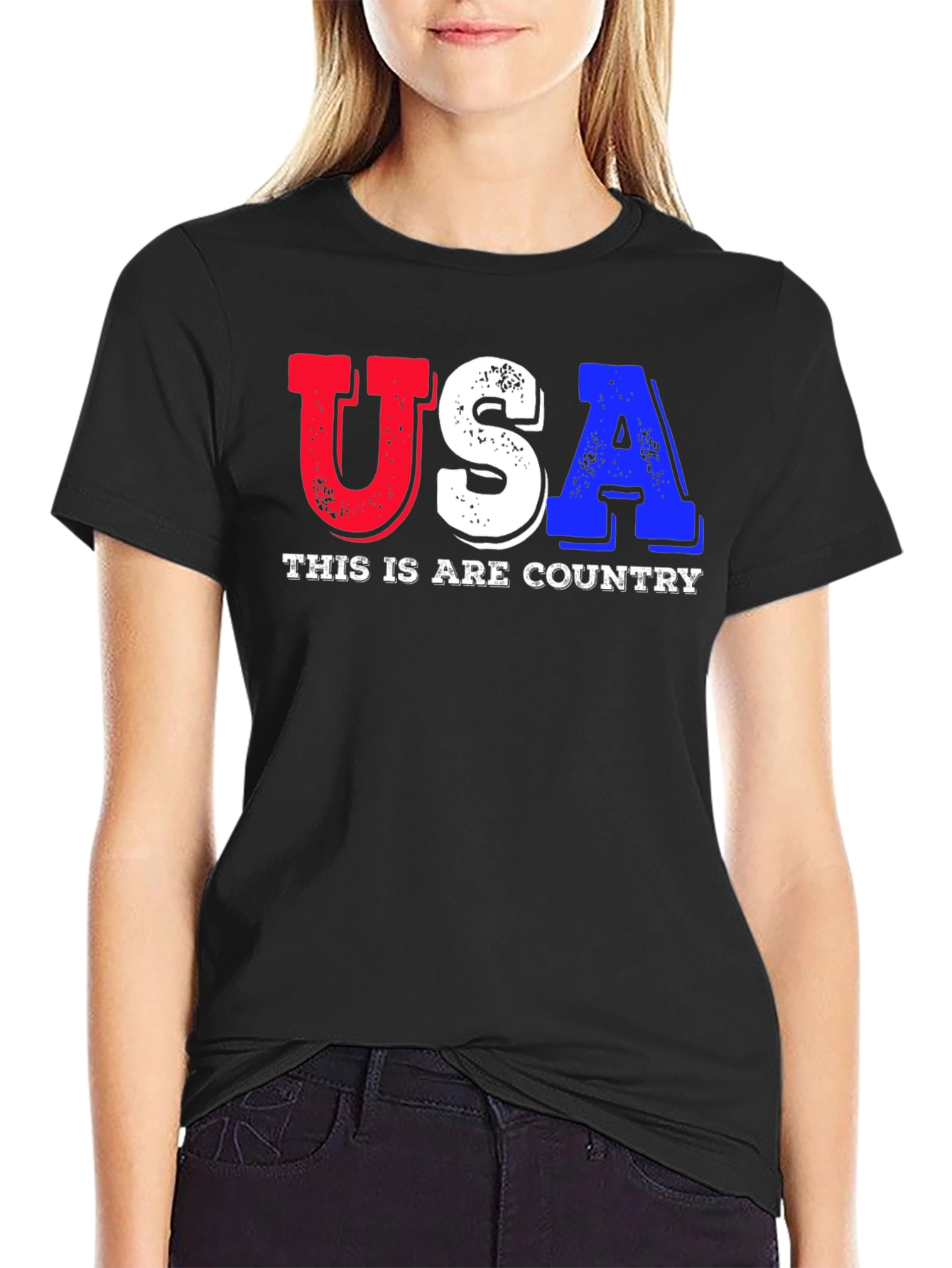 USA Patriotic Graphic Print T-Shirt