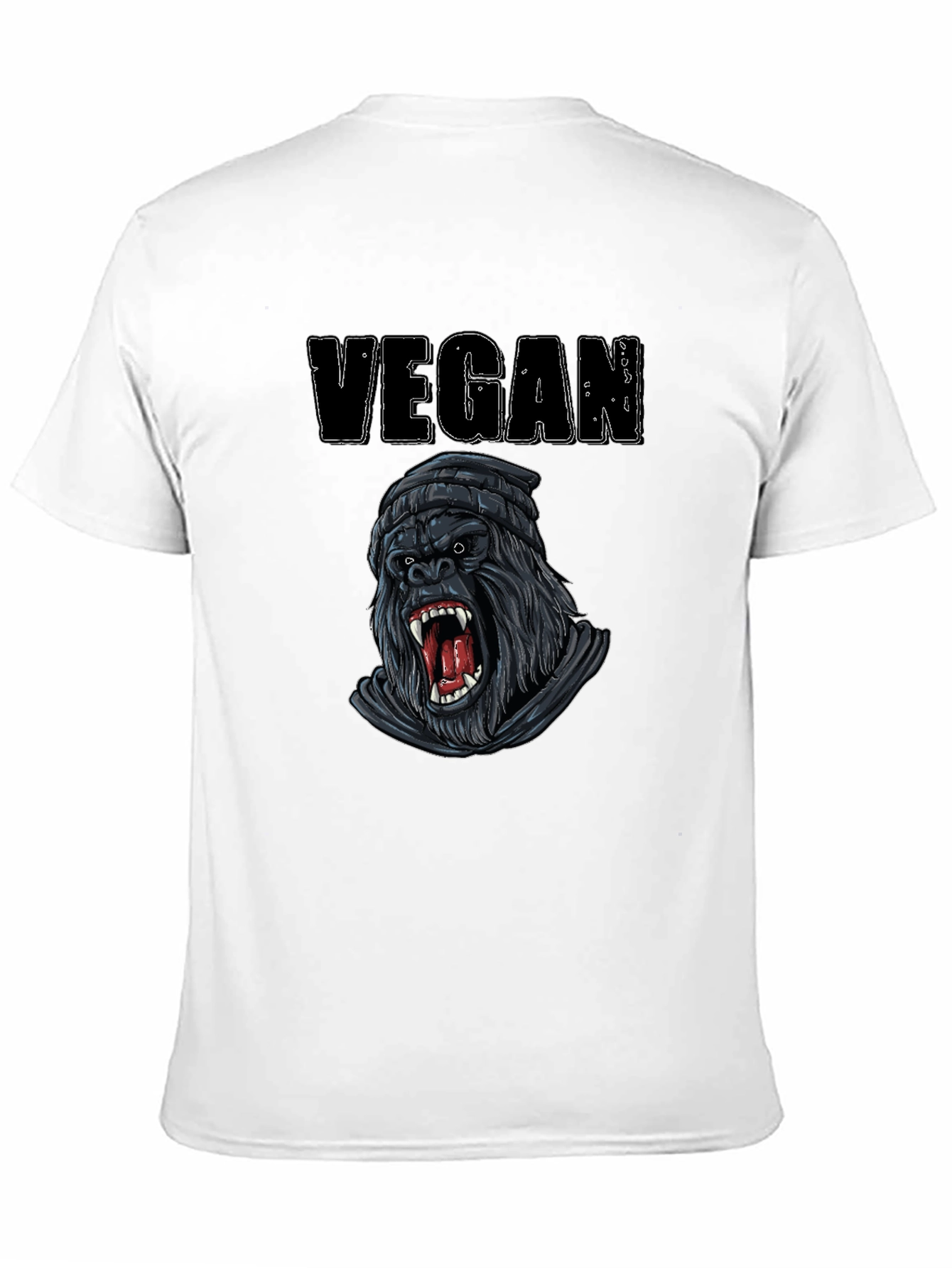 Vegan Gorilla Graphic Tee - Black Cotton T-Shirt
