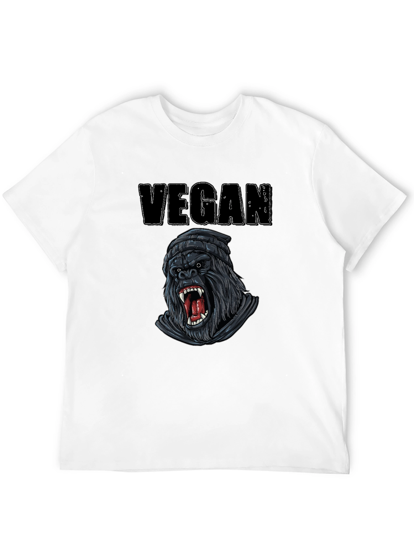 Vegan Gorilla Graphic Tee - Black Cotton T-Shirt