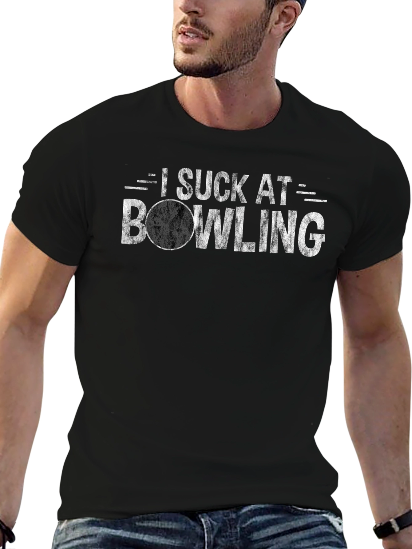 Funny I Suck At Bowling Graphic T-Shirt