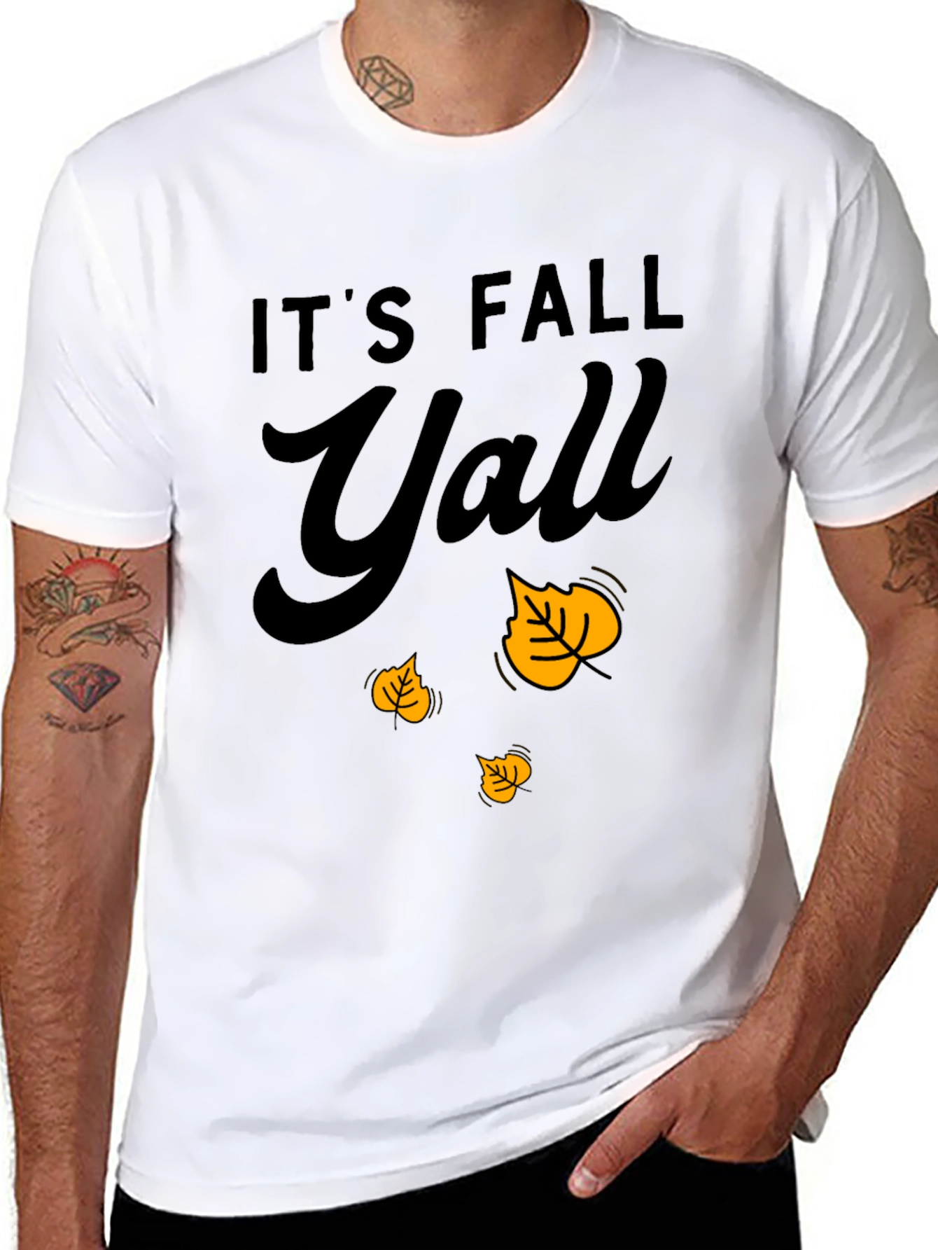 Its Fall Yall T-Shirt - Autumn Leaves Design