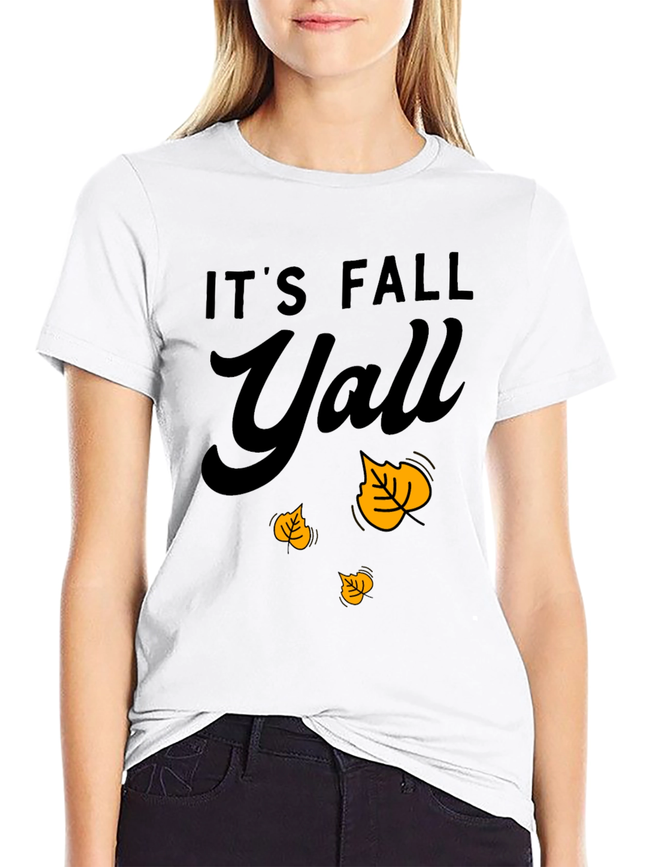 Its Fall Yall T-Shirt - Autumn Leaves Design