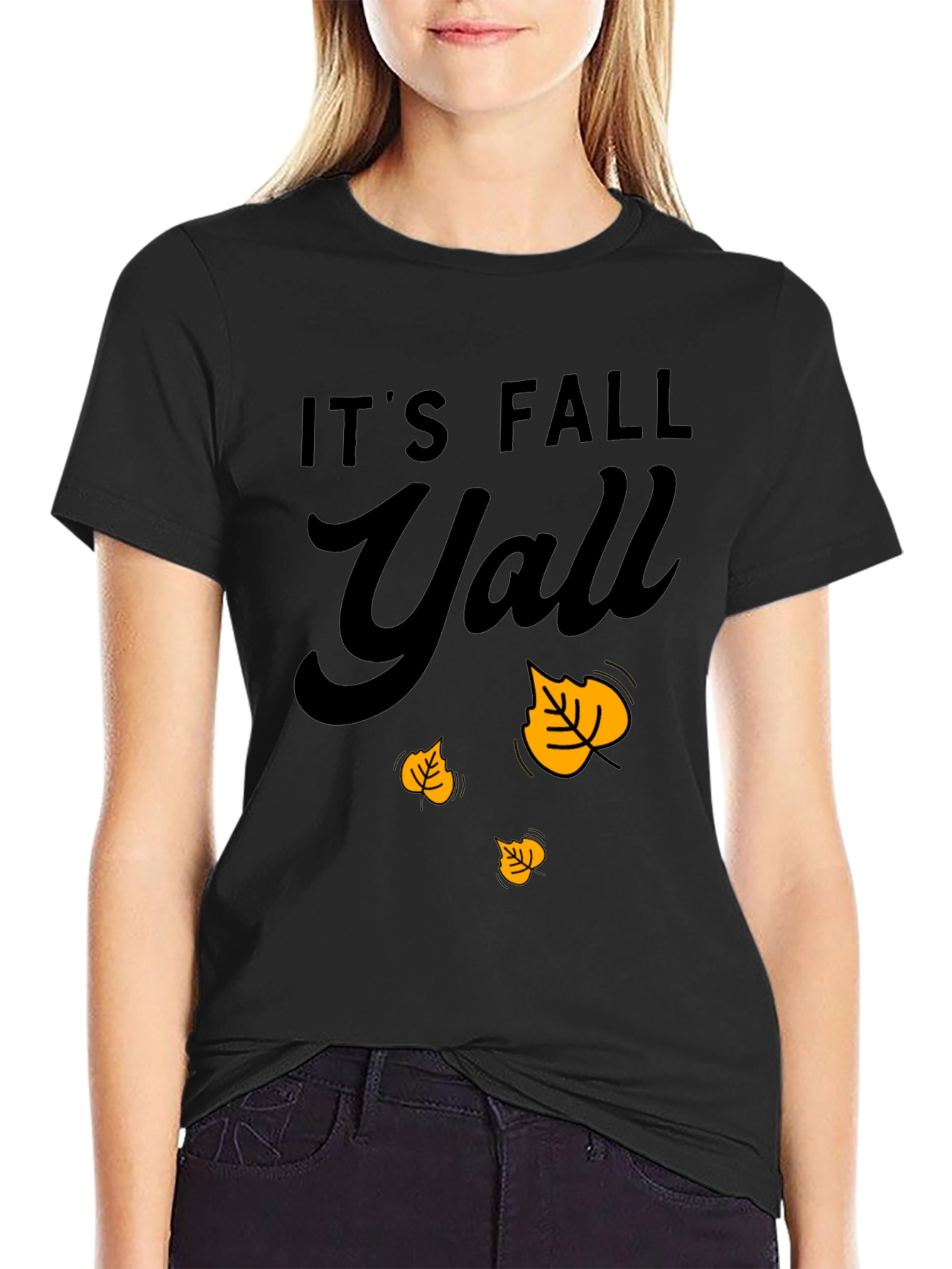 Its Fall Yall T-Shirt - Autumn Leaves Design
