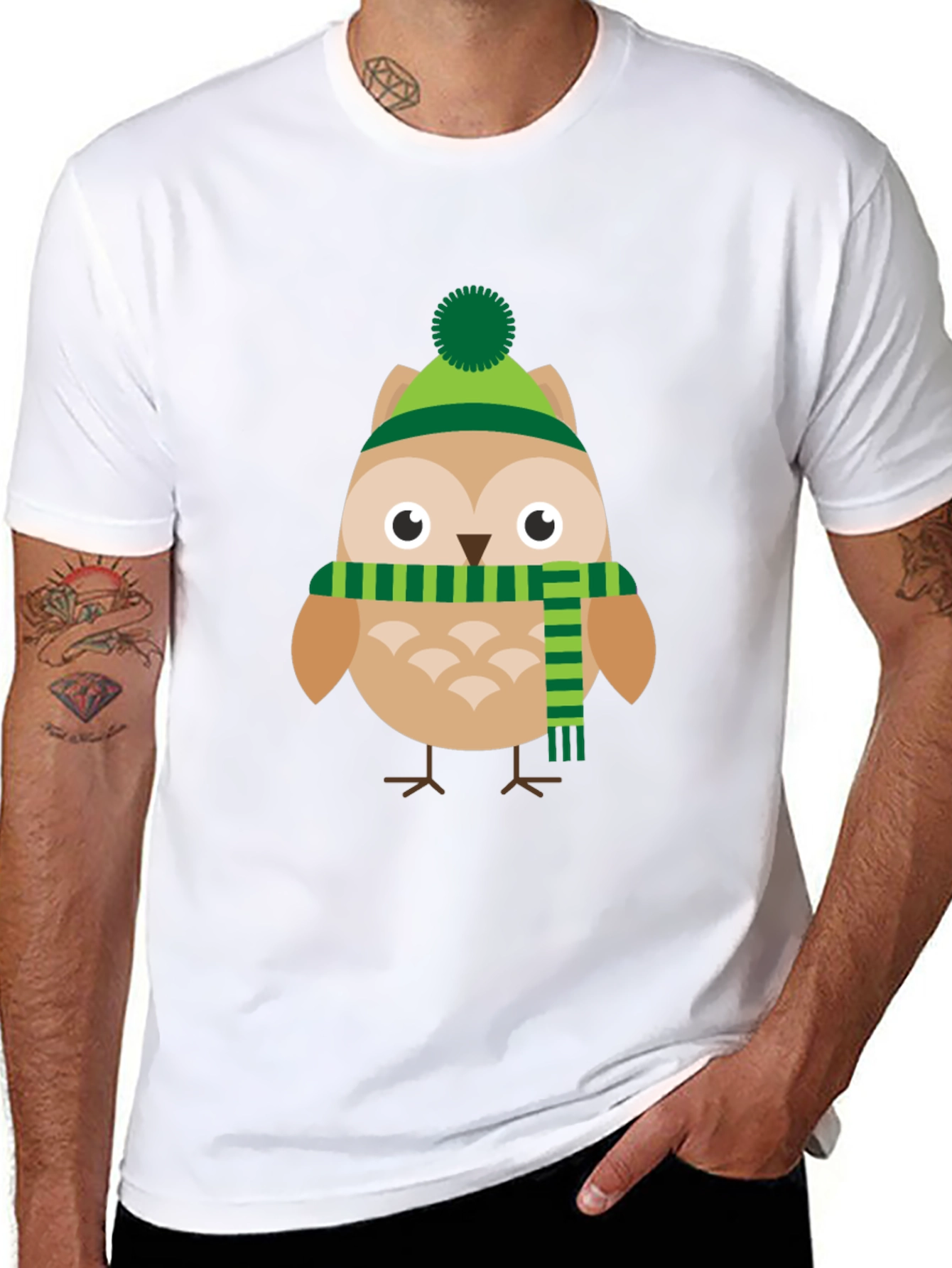 Winter Owl T-Shirt Cartoon Style Tee