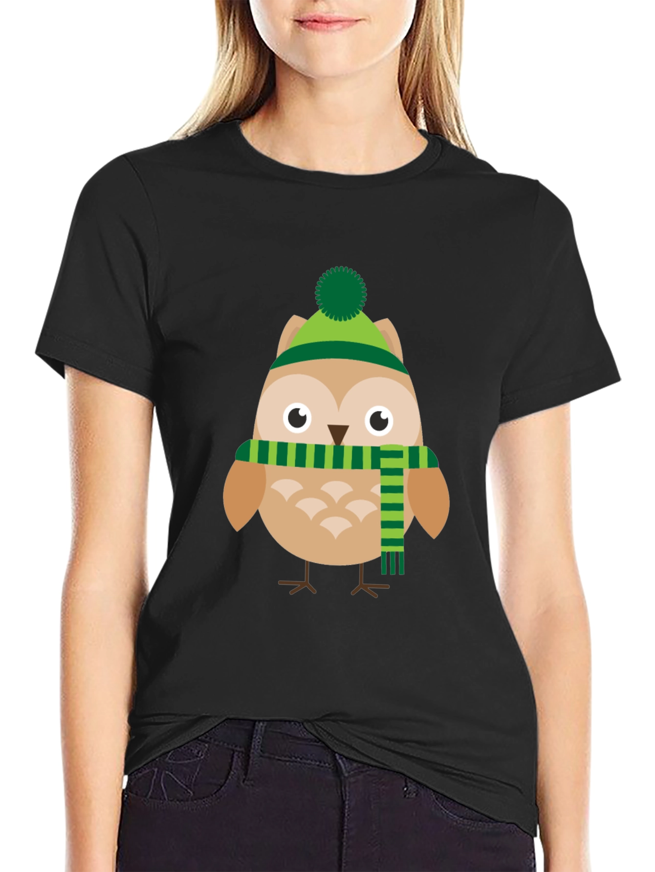 Winter Owl T-Shirt Cartoon Style Tee