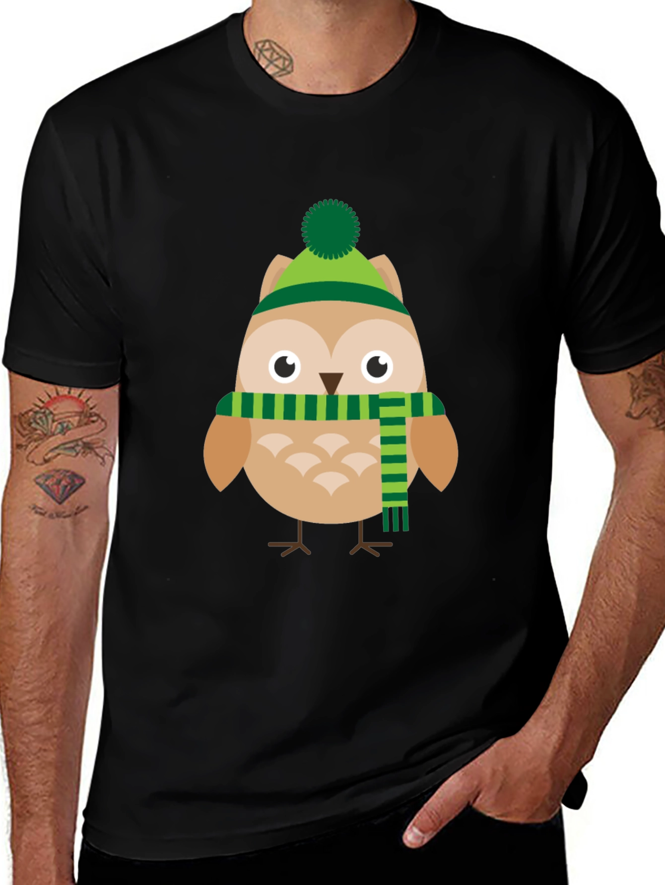 Winter Owl T-Shirt Cartoon Style Tee